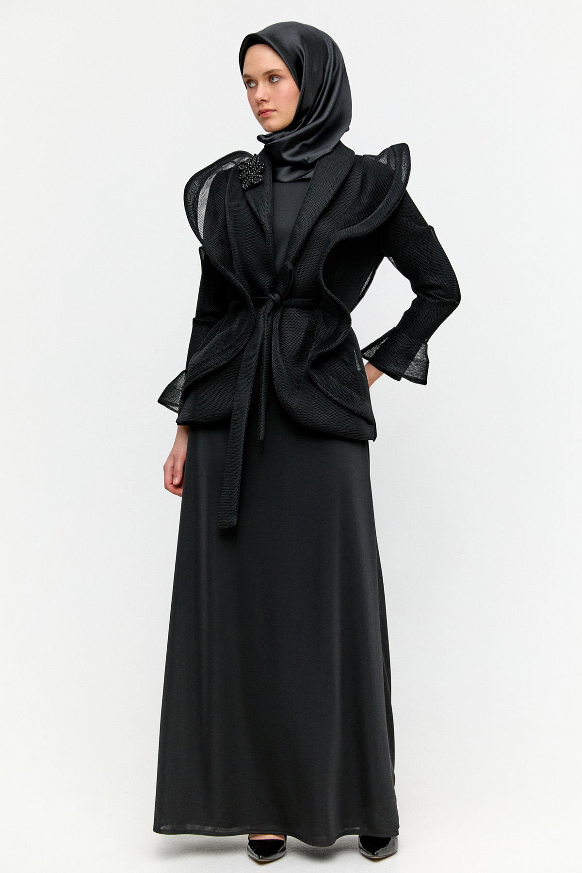 File Ceketli Abiye Elbise, Tesettür Giyim
