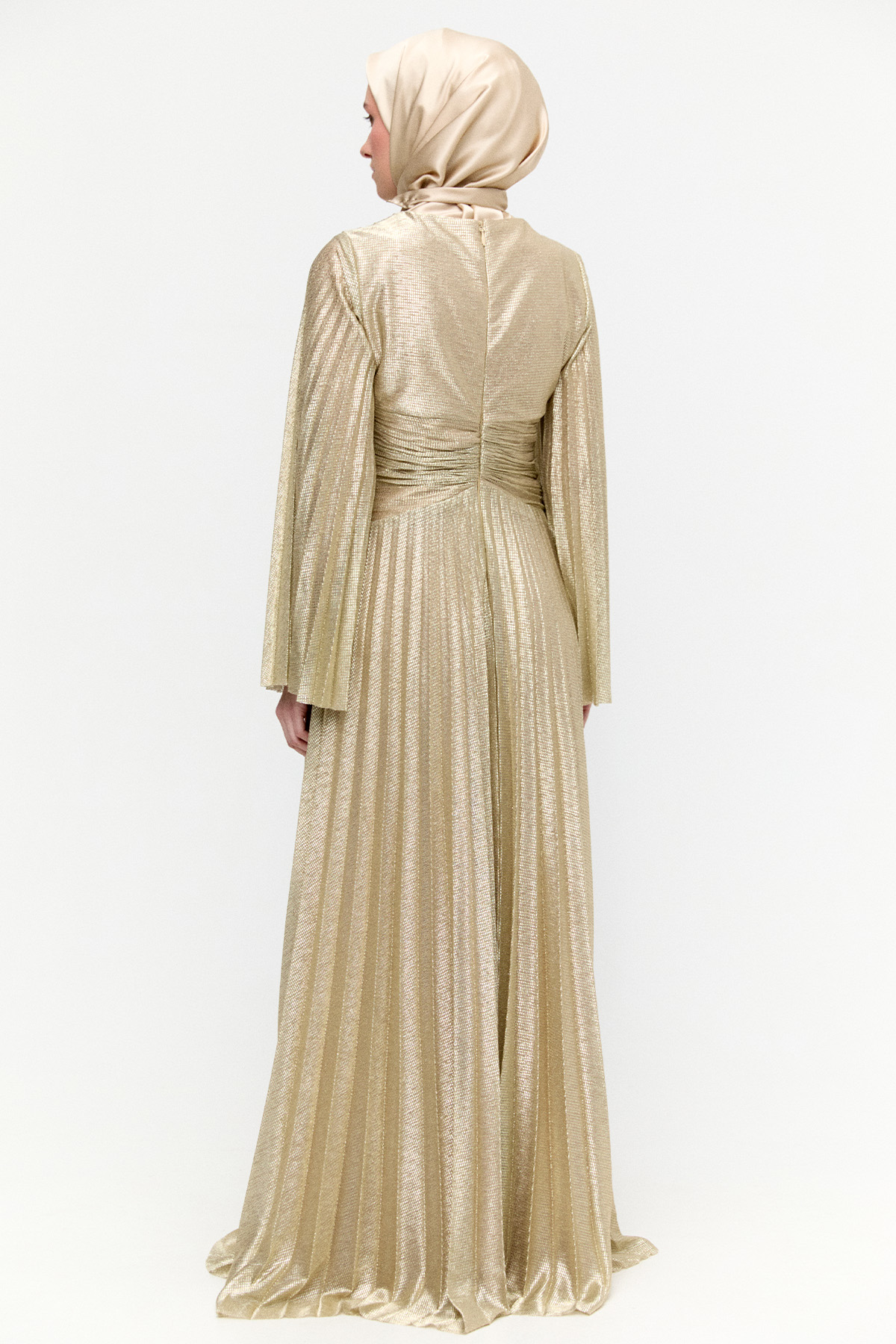 Piliseli Jakarlı Abiye Elbise, Tesettür Giyim