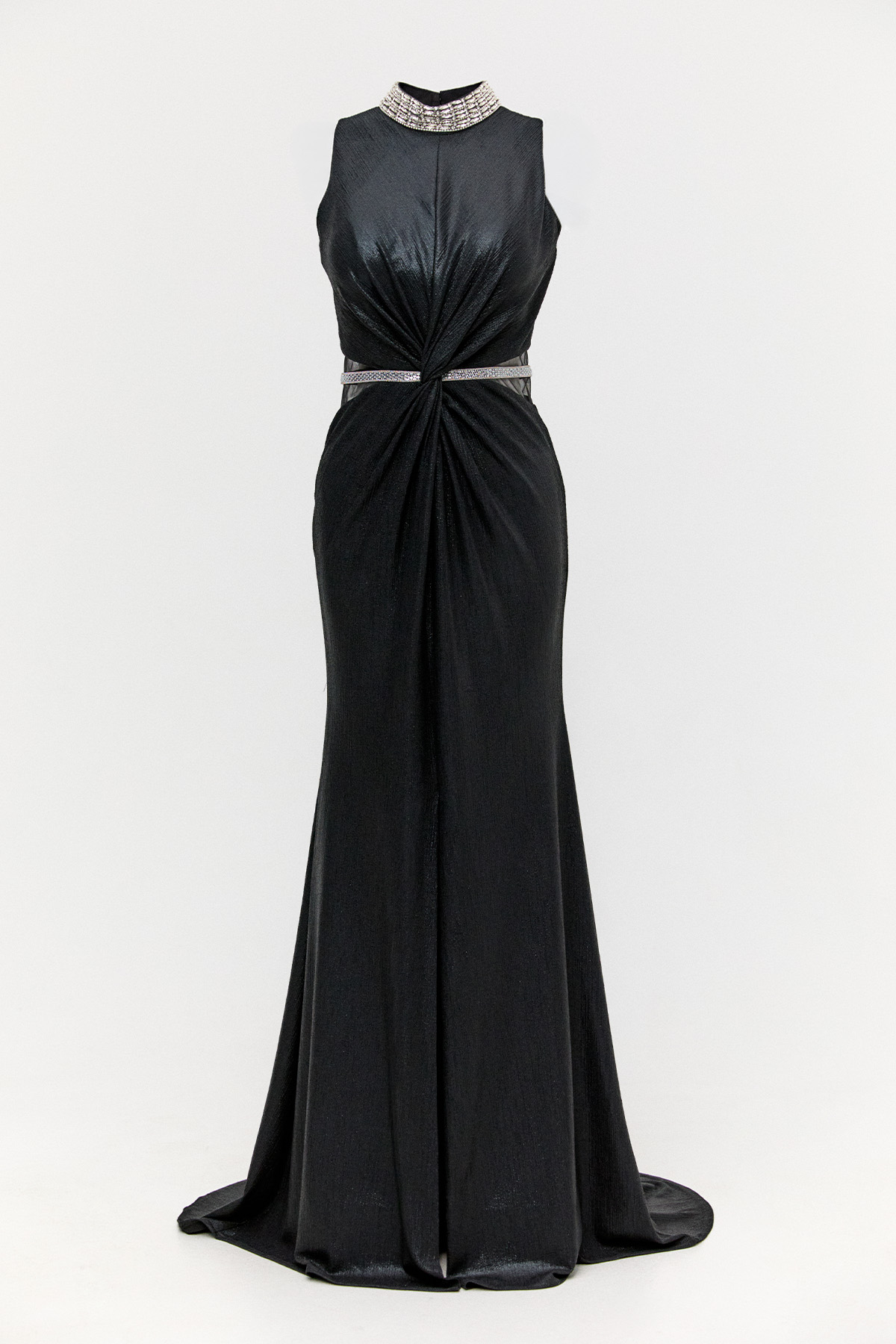 Transparan Detaylı Simli Abiye Elbise, Tesettür Giyim