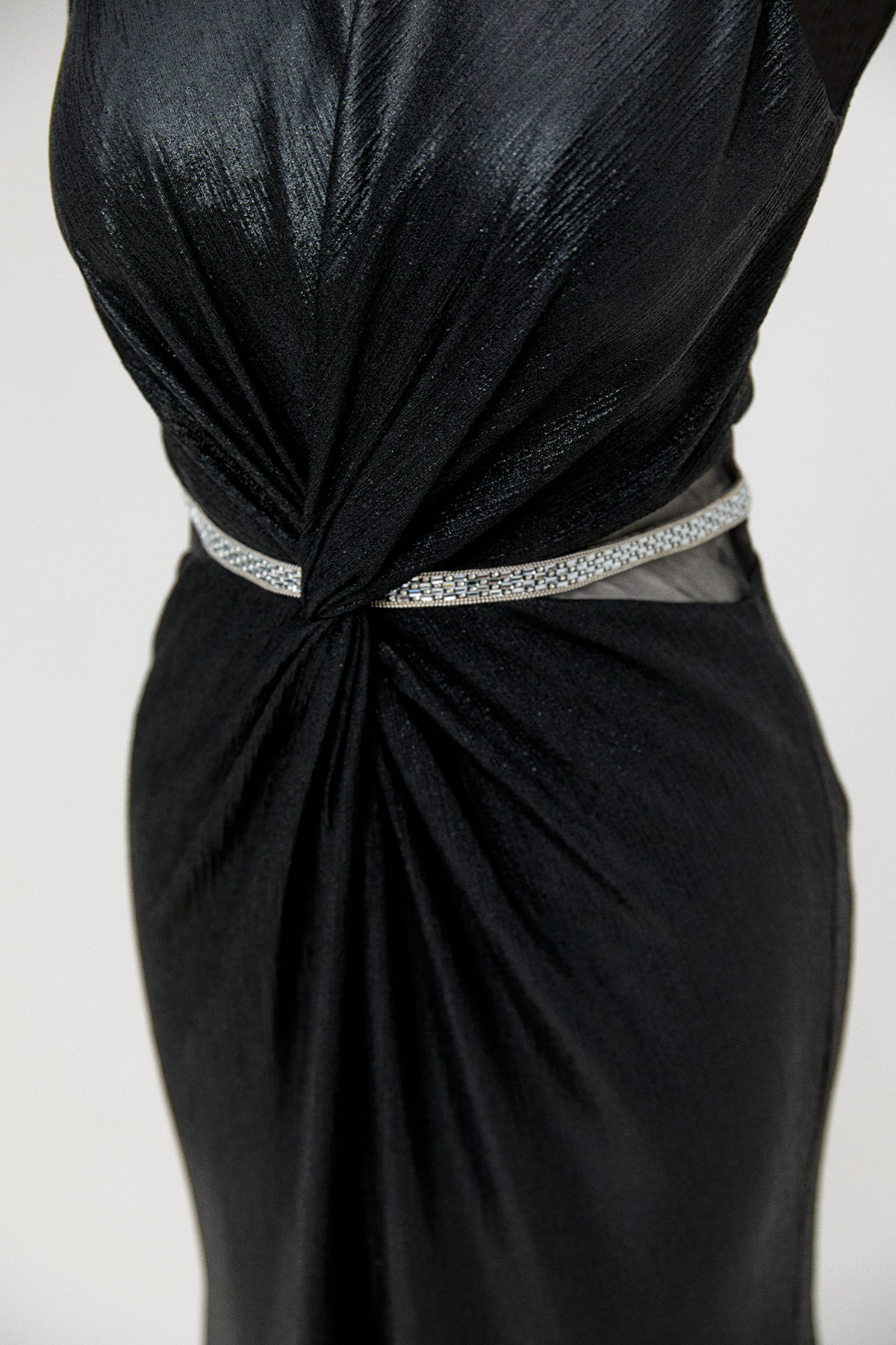 Transparan Detaylı Simli Abiye Elbise, Tesettür Giyim