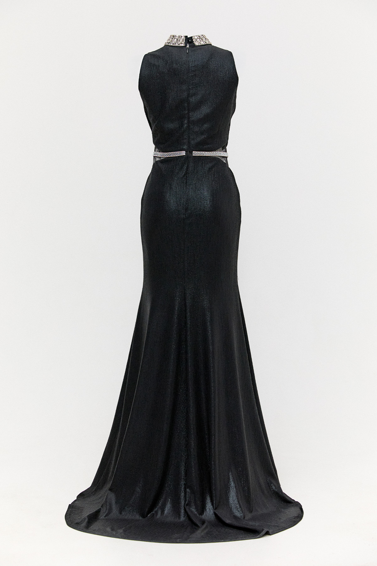 Transparan Detaylı Simli Abiye Elbise, Tesettür Giyim