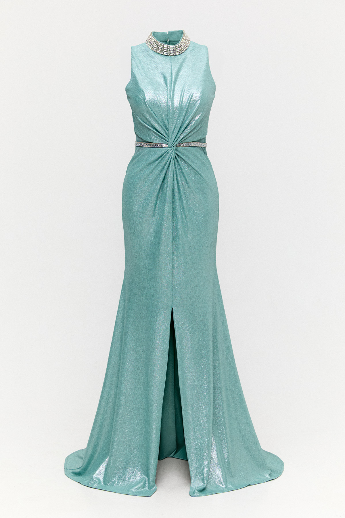 Transparan Detaylı Simli Abiye Elbise, Tesettür Giyim