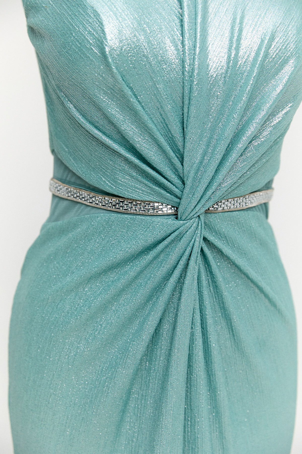 Transparan Detaylı Simli Abiye Elbise, Tesettür Giyim