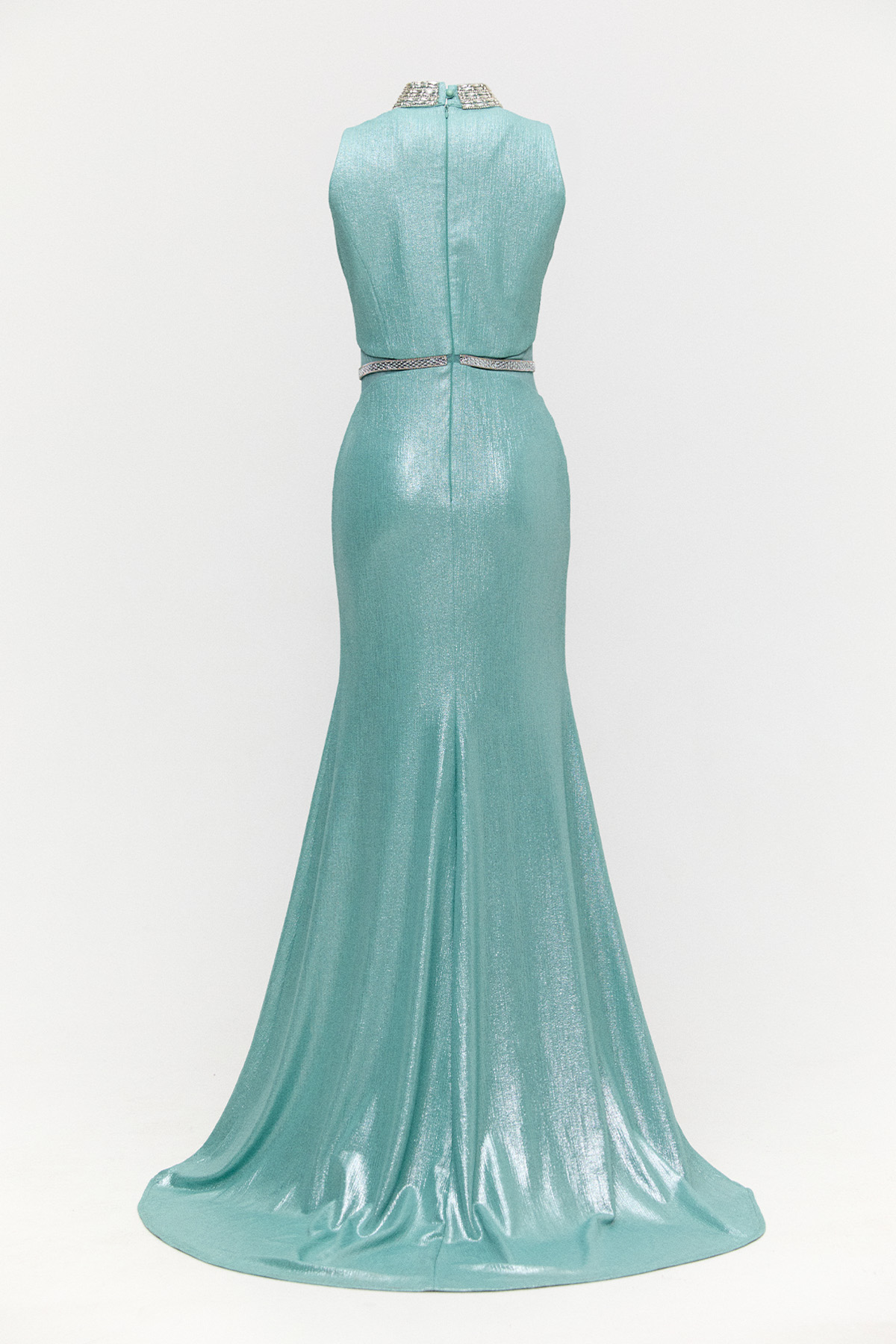 Transparan Detaylı Simli Abiye Elbise, Tesettür Giyim