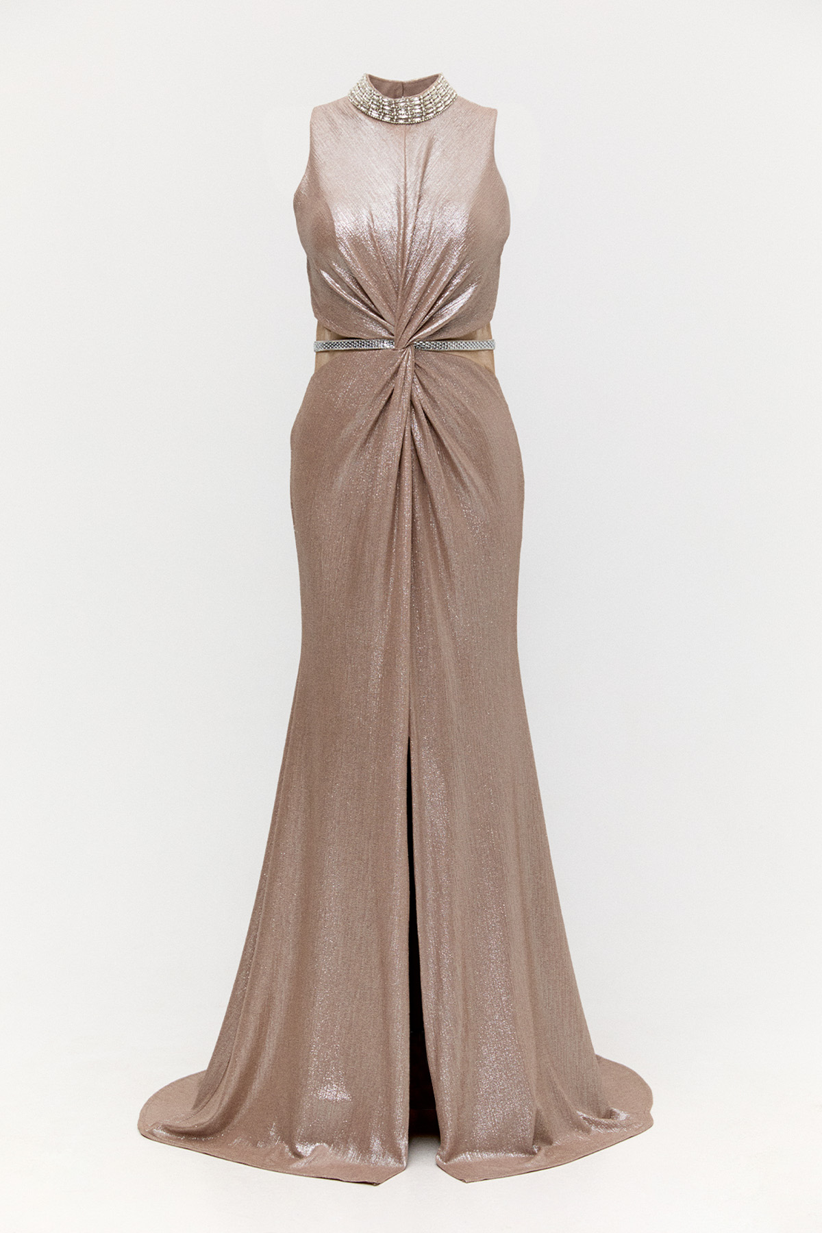 Transparan Detaylı Simli Abiye Elbise, Tesettür Giyim