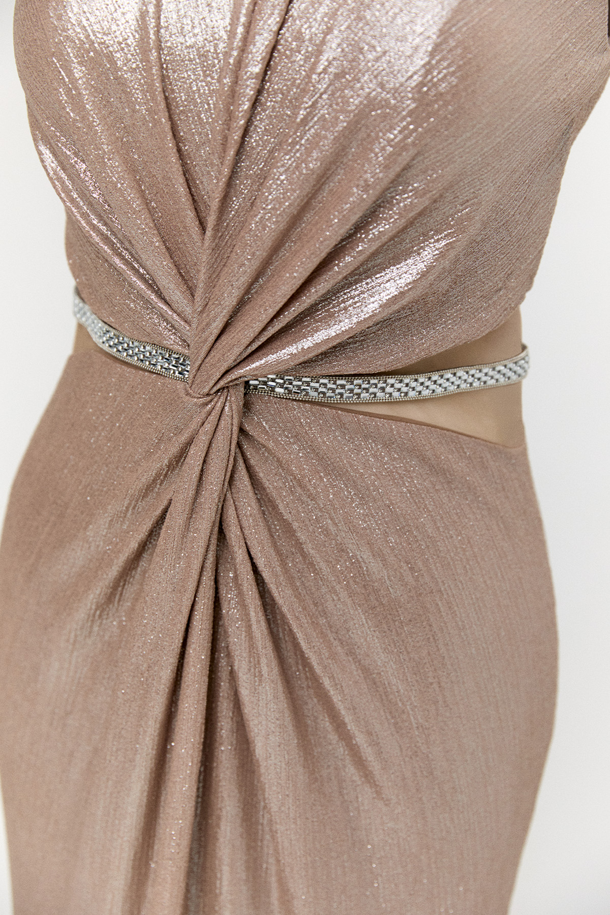 Transparan Detaylı Simli Abiye Elbise, Tesettür Giyim