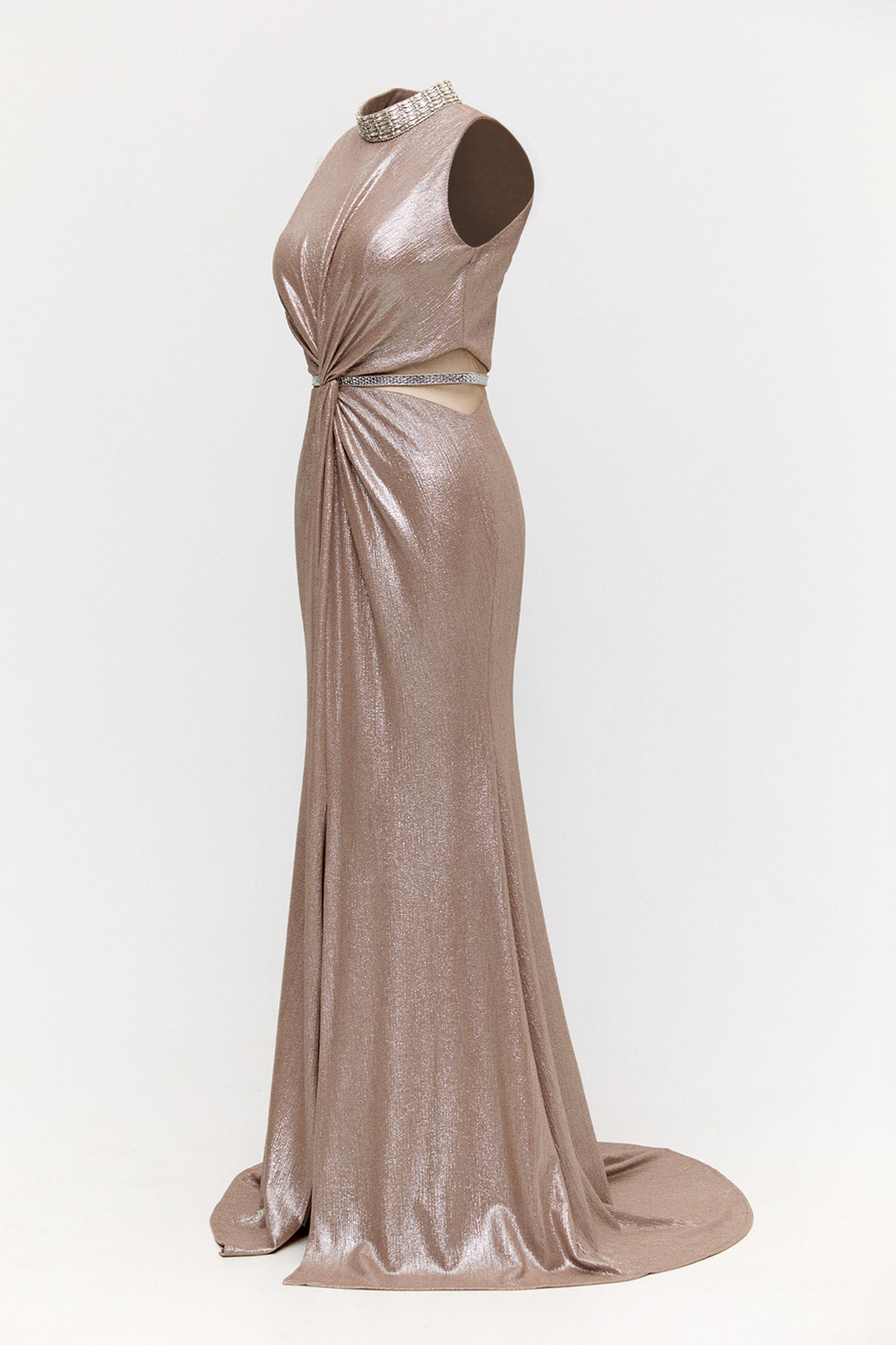 Transparan Detaylı Simli Abiye Elbise, Tesettür Giyim