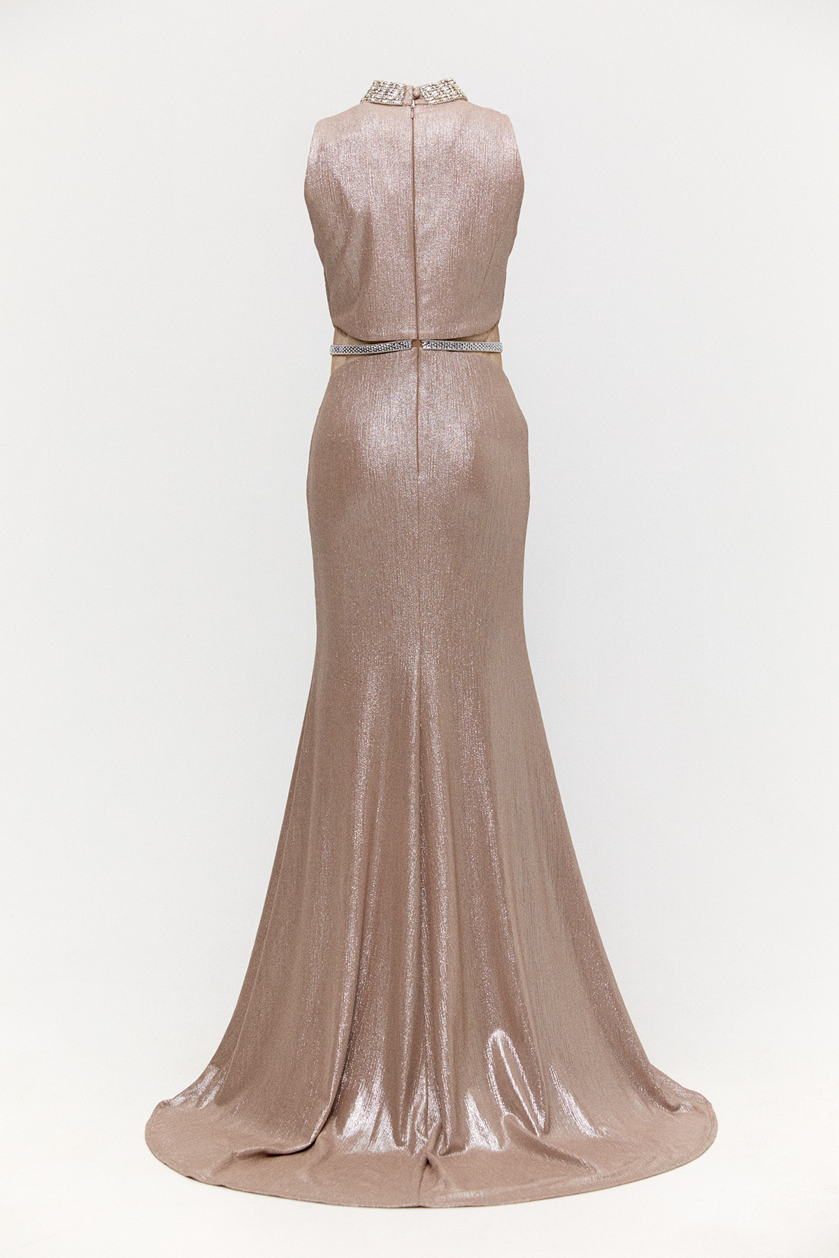 Transparan Detaylı Simli Abiye Elbise, Tesettür Giyim