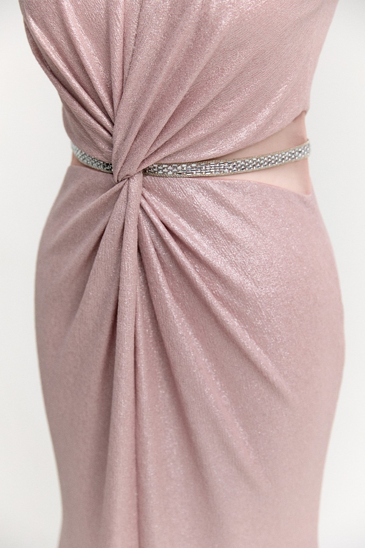 Transparan Detaylı Simli Abiye Elbise, Tesettür Giyim