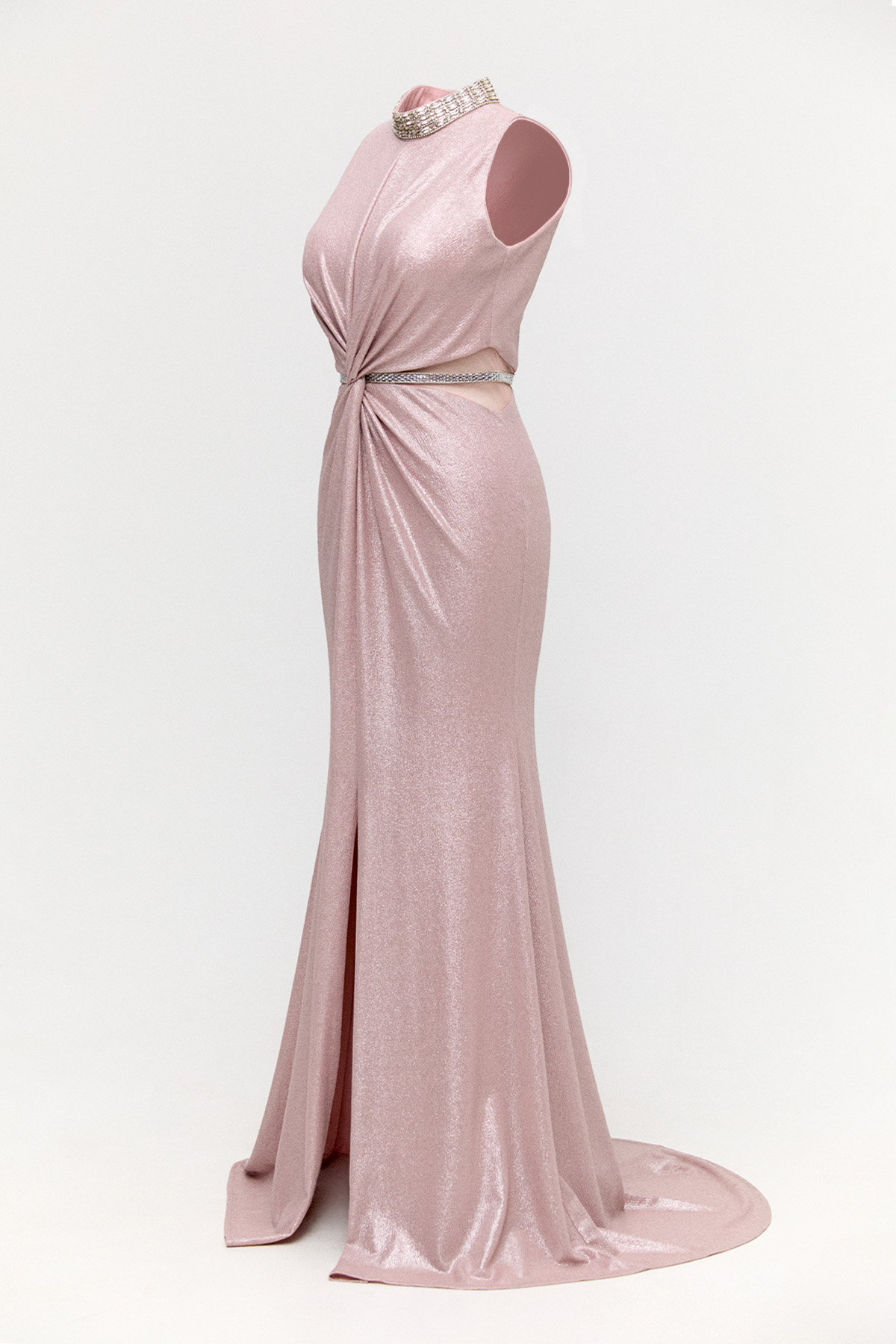 Transparan Detaylı Simli Abiye Elbise, Tesettür Giyim