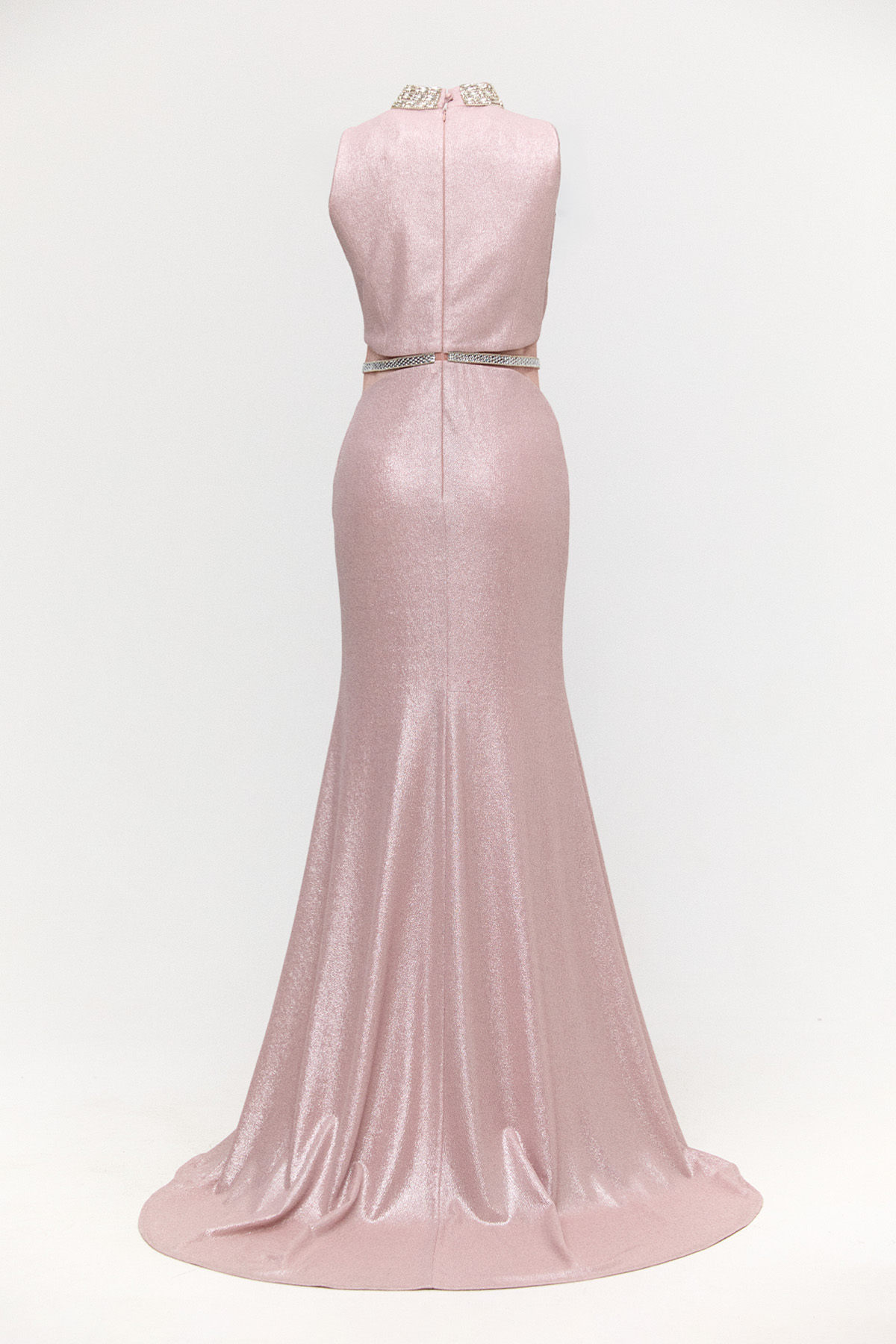 Transparan Detaylı Simli Abiye Elbise, Tesettür Giyim