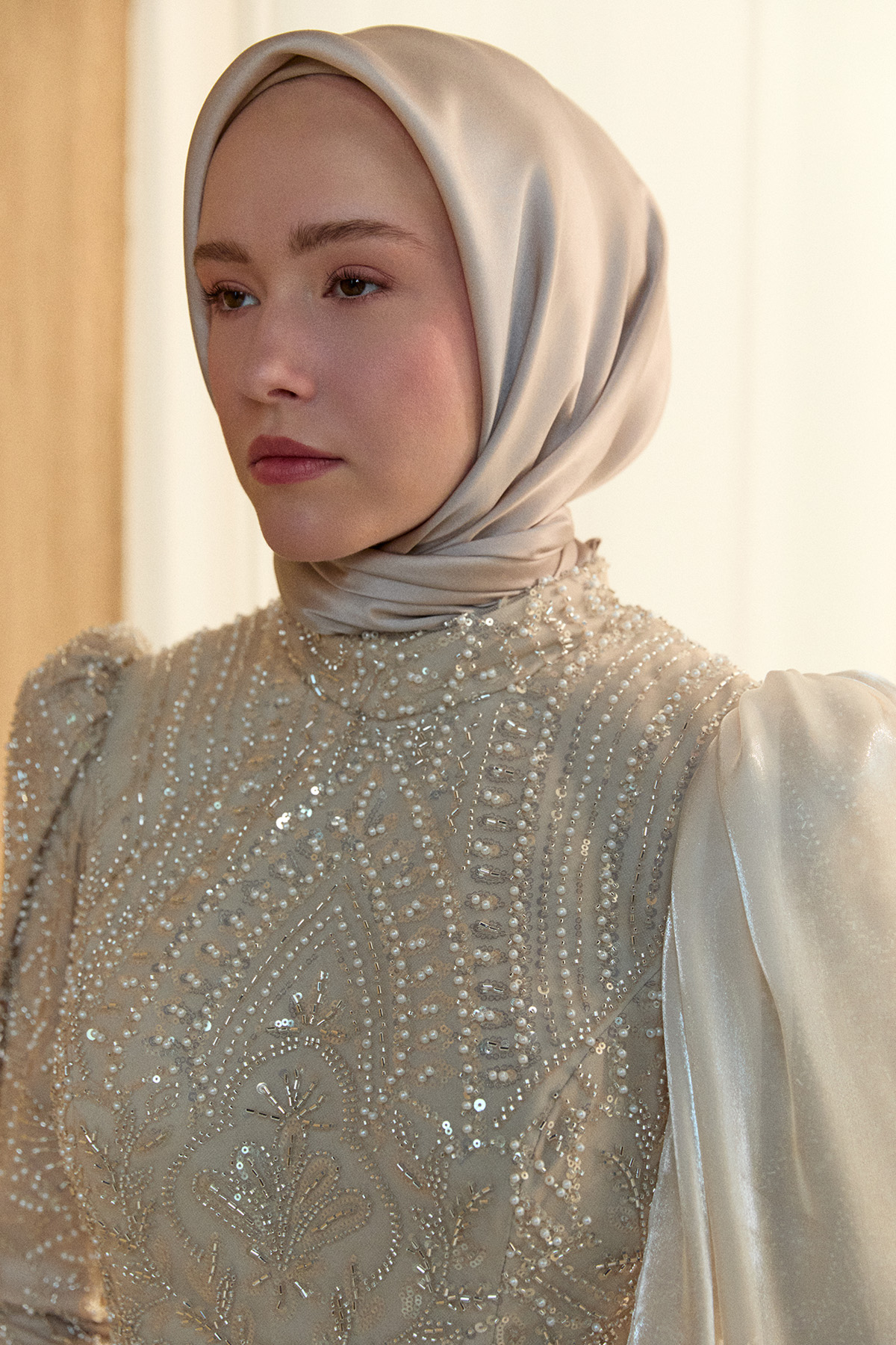 İşlemeli Şifon Detaylı Abiye Elbise, Tesettür Giyim