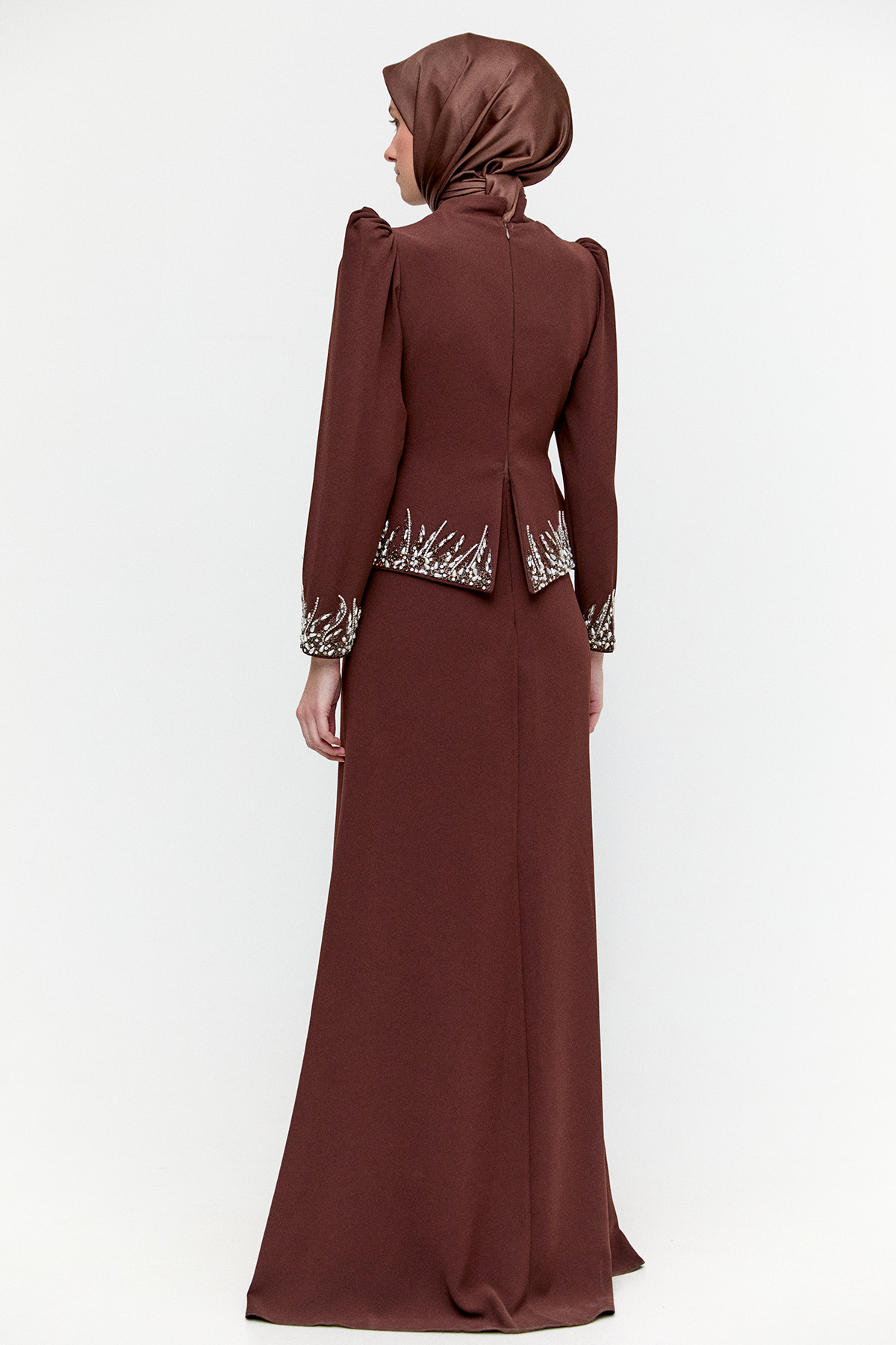 Taş Detaylı Kuyruklu Abiye, Tesettür Giyim