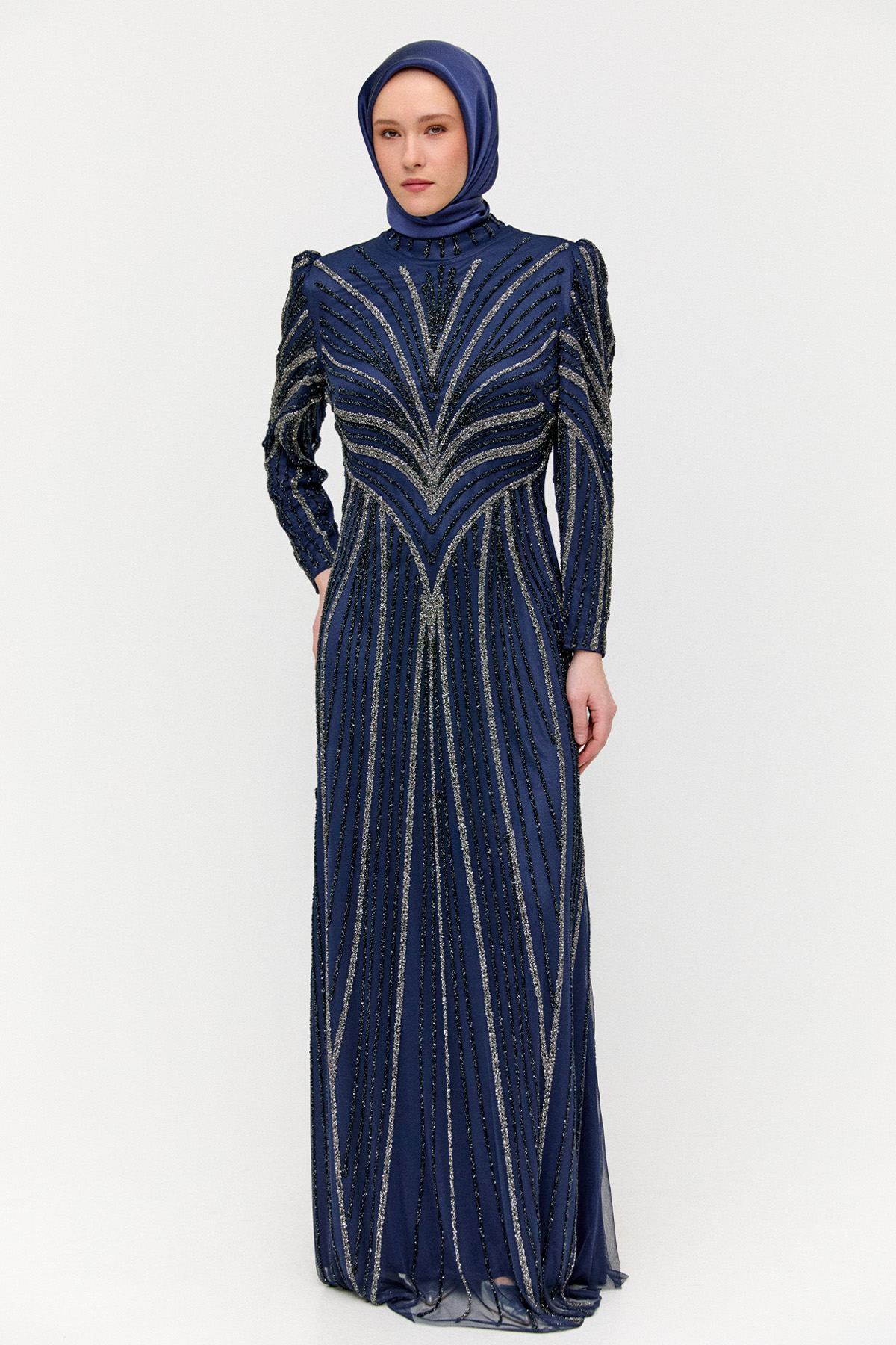 Taş Şeritli Abiye Elbise, Tesettür Giyim