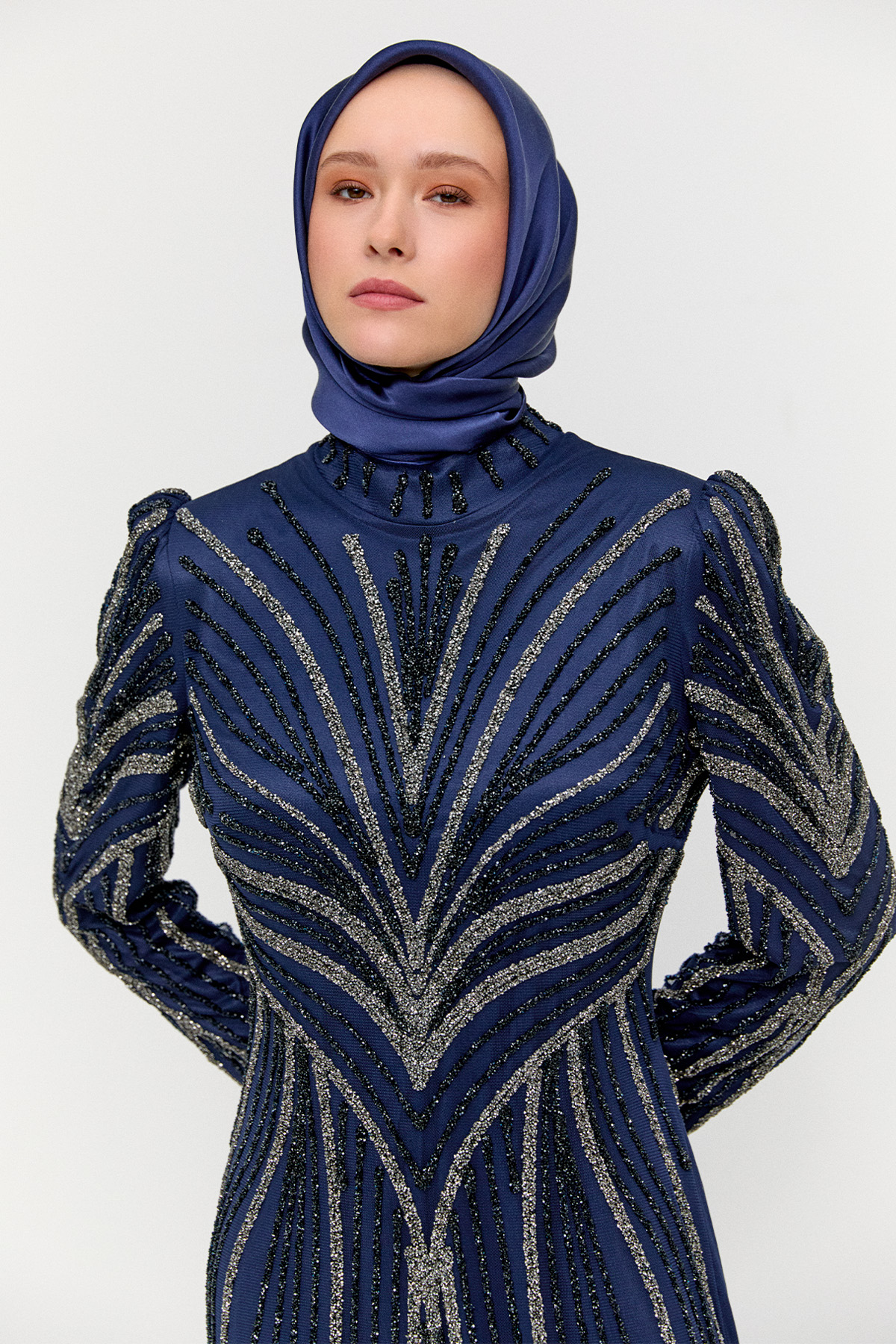 Taş Şeritli Abiye Elbise, Tesettür Giyim