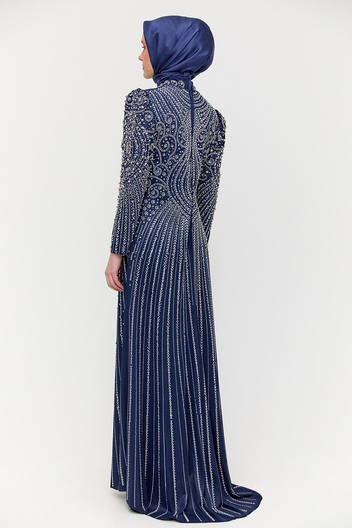 Hakim Yaka Sıra Taşlı Abiye, Tesettür Giyim