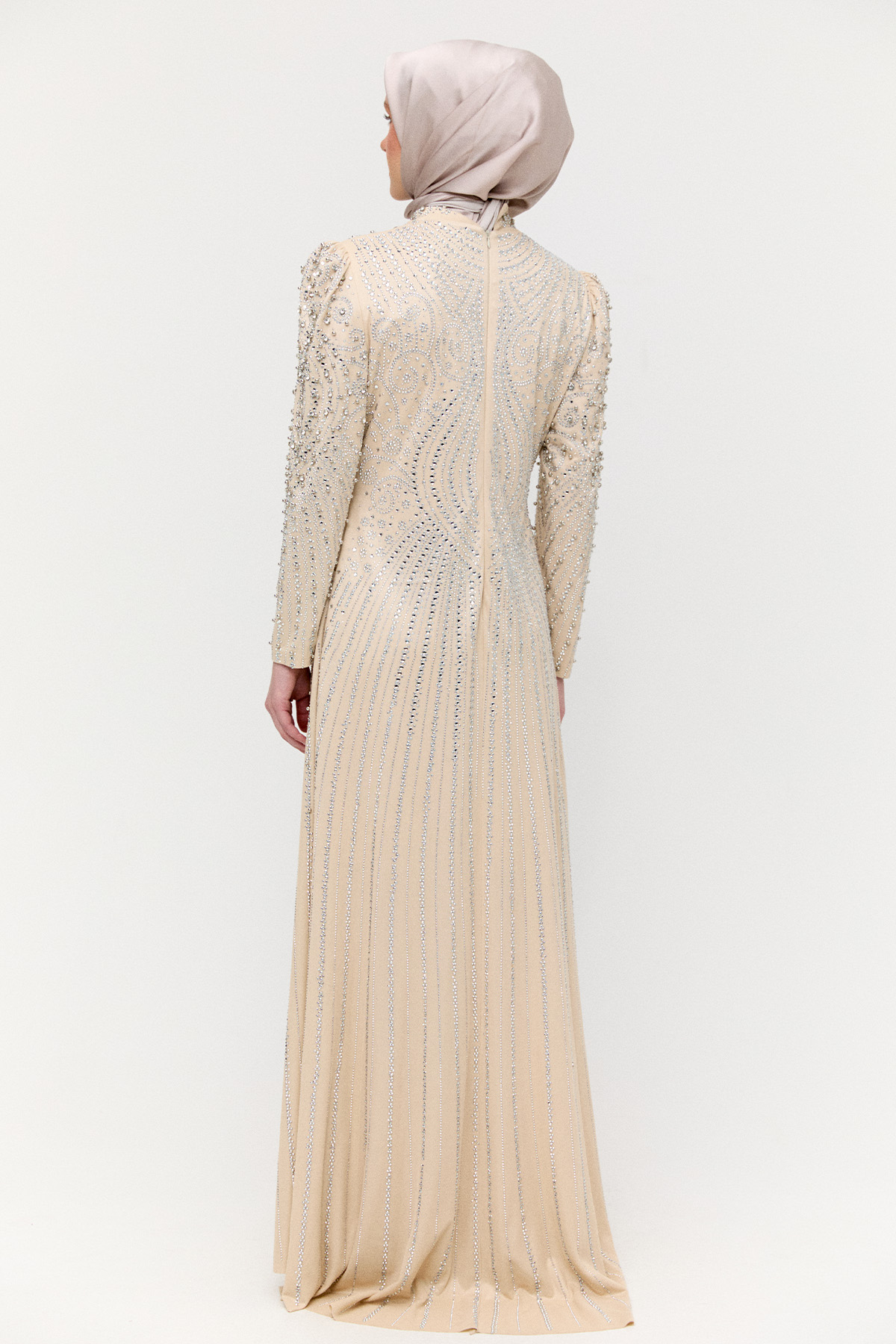 Hakim Yaka Sıra Taşlı Abiye, Tesettür Giyim