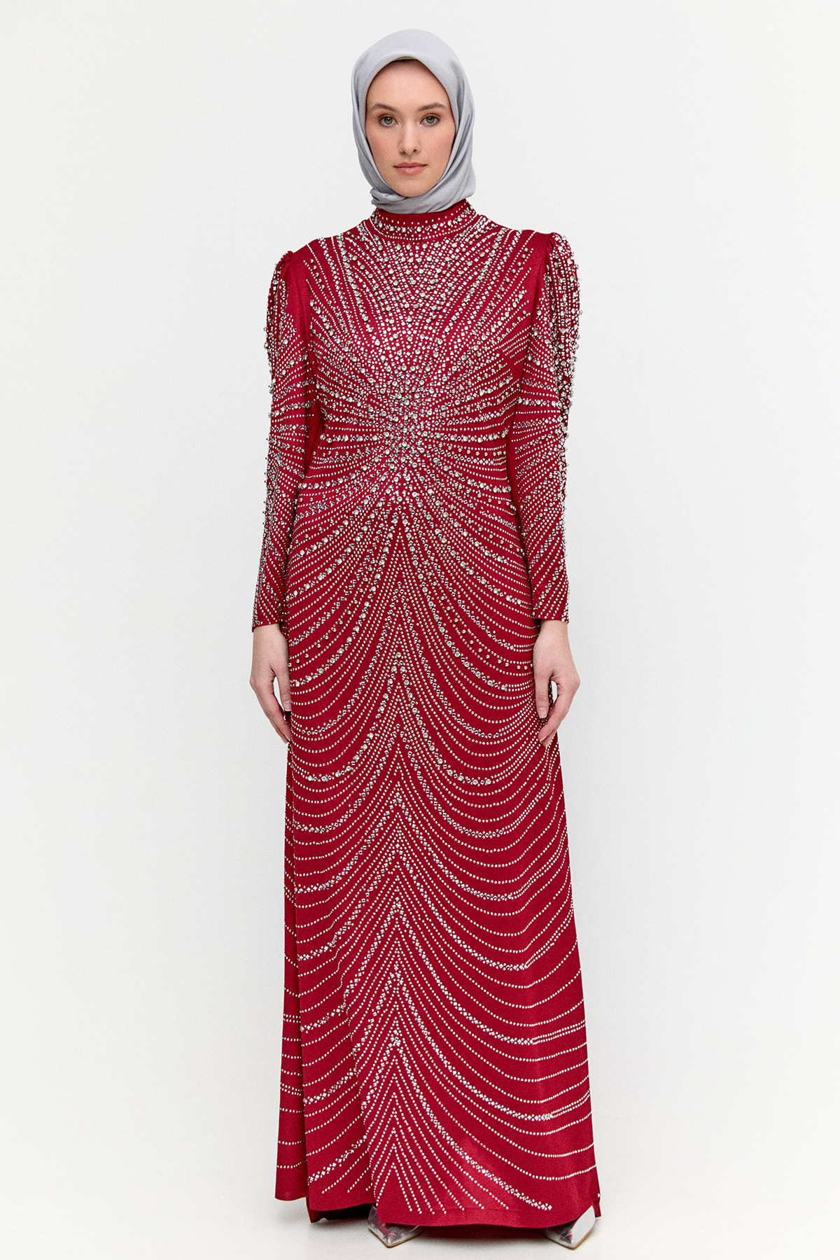 Taş İşlemeli Kuyruklu Abiye, Tesettür Giyim