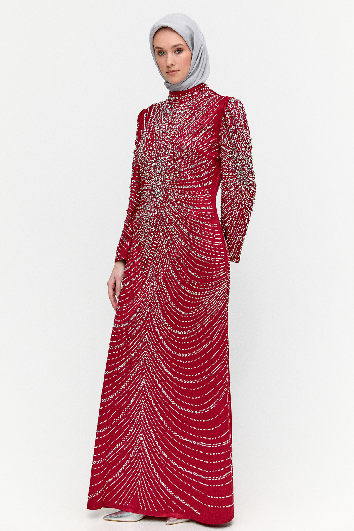 Taş İşlemeli Kuyruklu Abiye, Tesettür Giyim