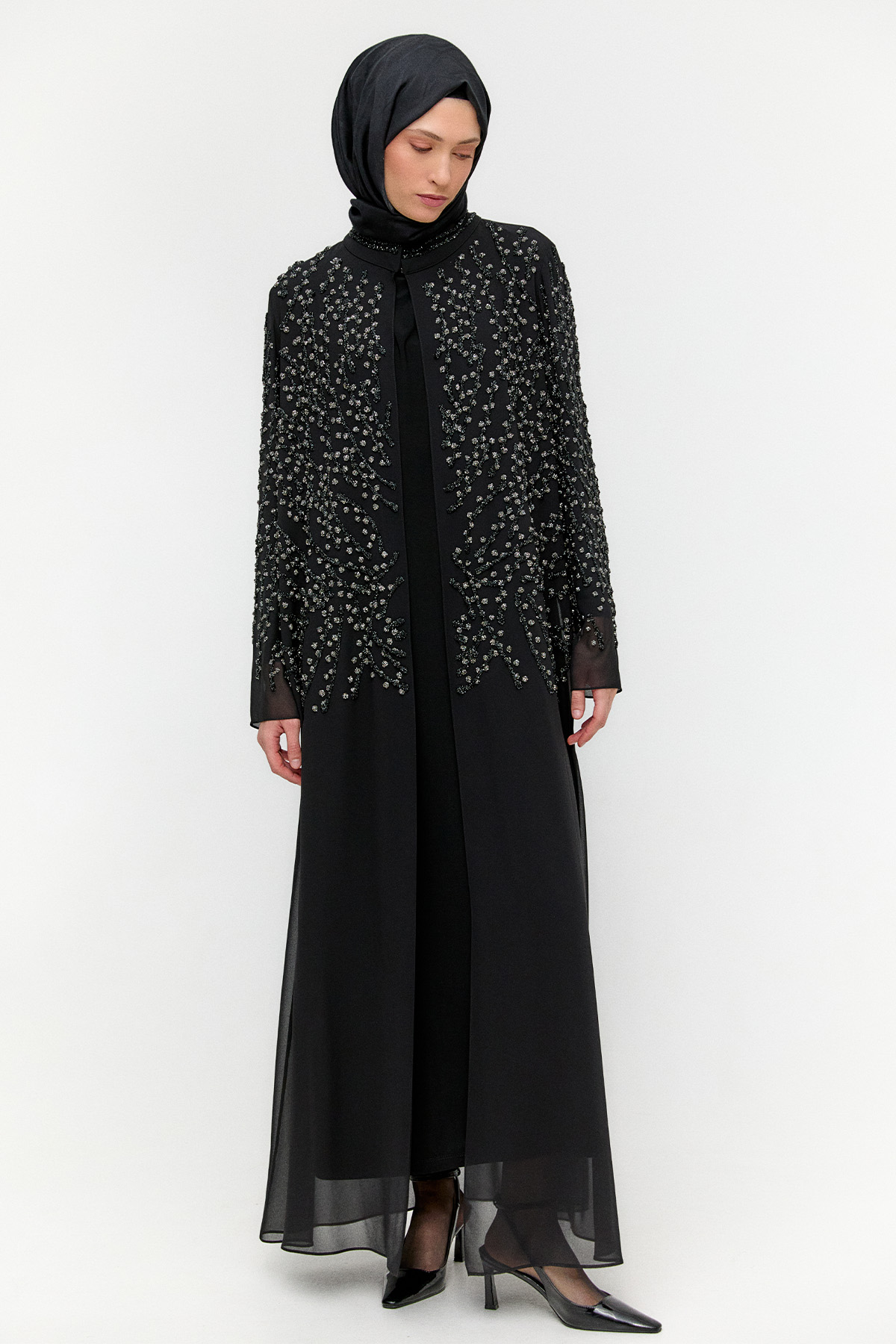 Taş Detaylı Şifon Abiye Takım, Tesettür Giyim