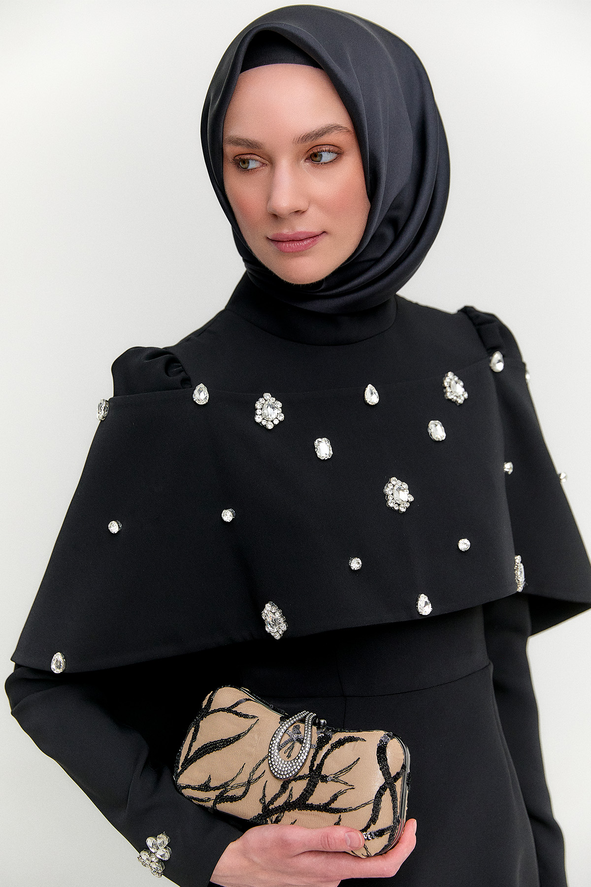 Taşlı Katmanlı Abiye Elbise, Tesettür Giyim