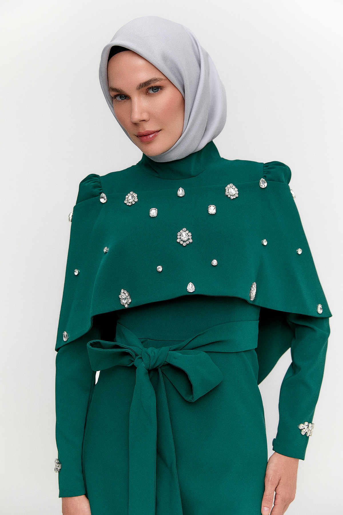 Taşlı Katmanlı Abiye Elbise, Tesettür Giyim