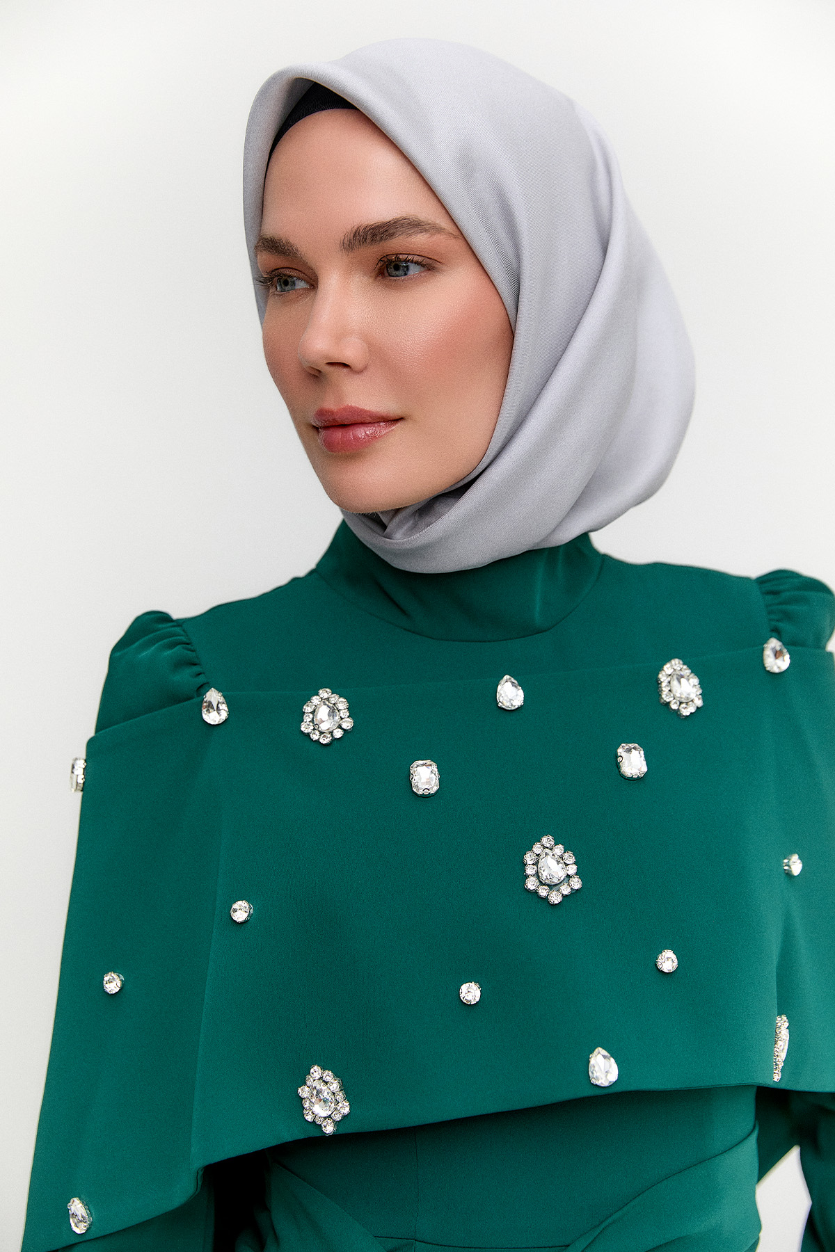 Taşlı Katmanlı Abiye Elbise, Tesettür Giyim