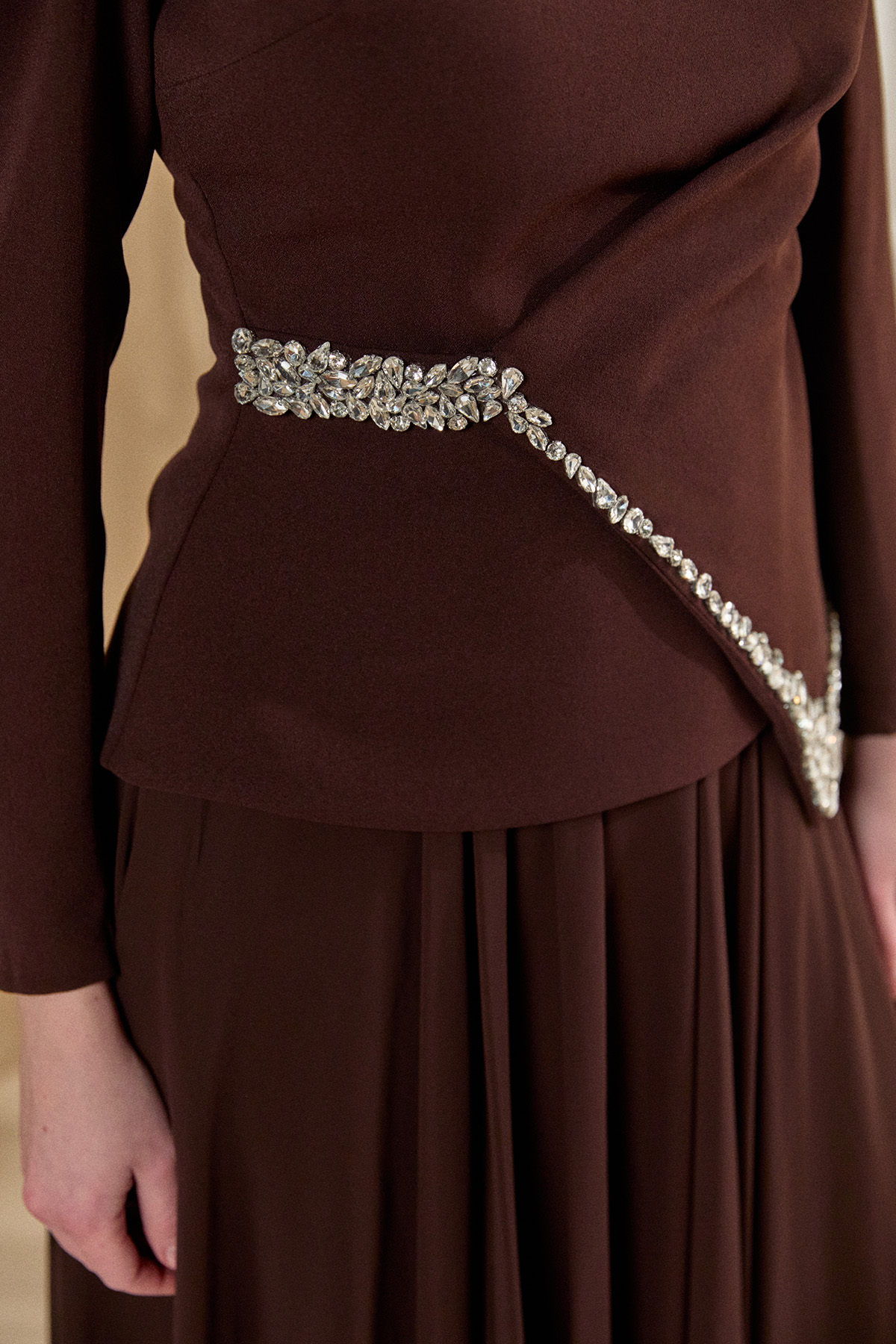 Taşlı Şifon Kombinli Abiye Elbise, Tesettür Giyim