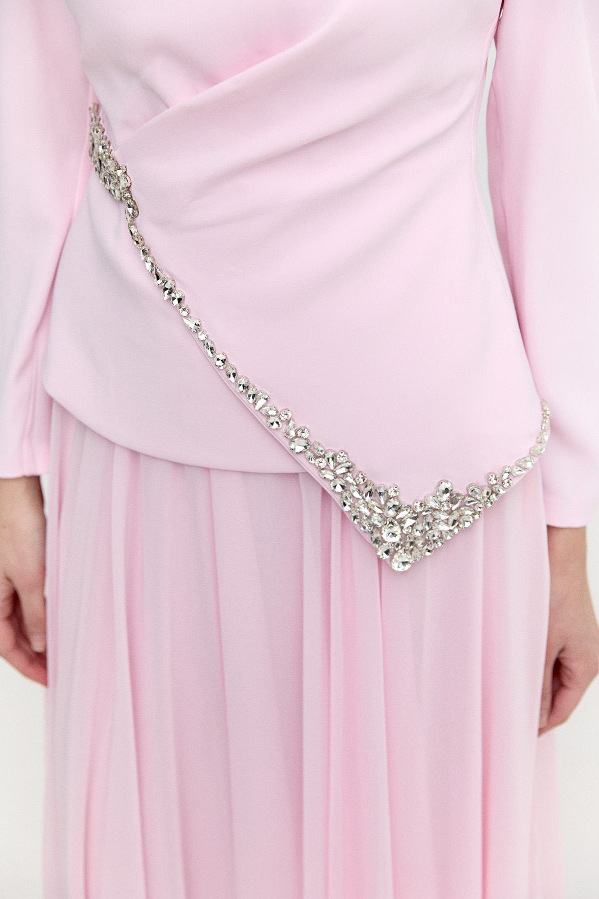 Taşlı Şifon Kombinli Abiye Elbise, Tesettür Giyim