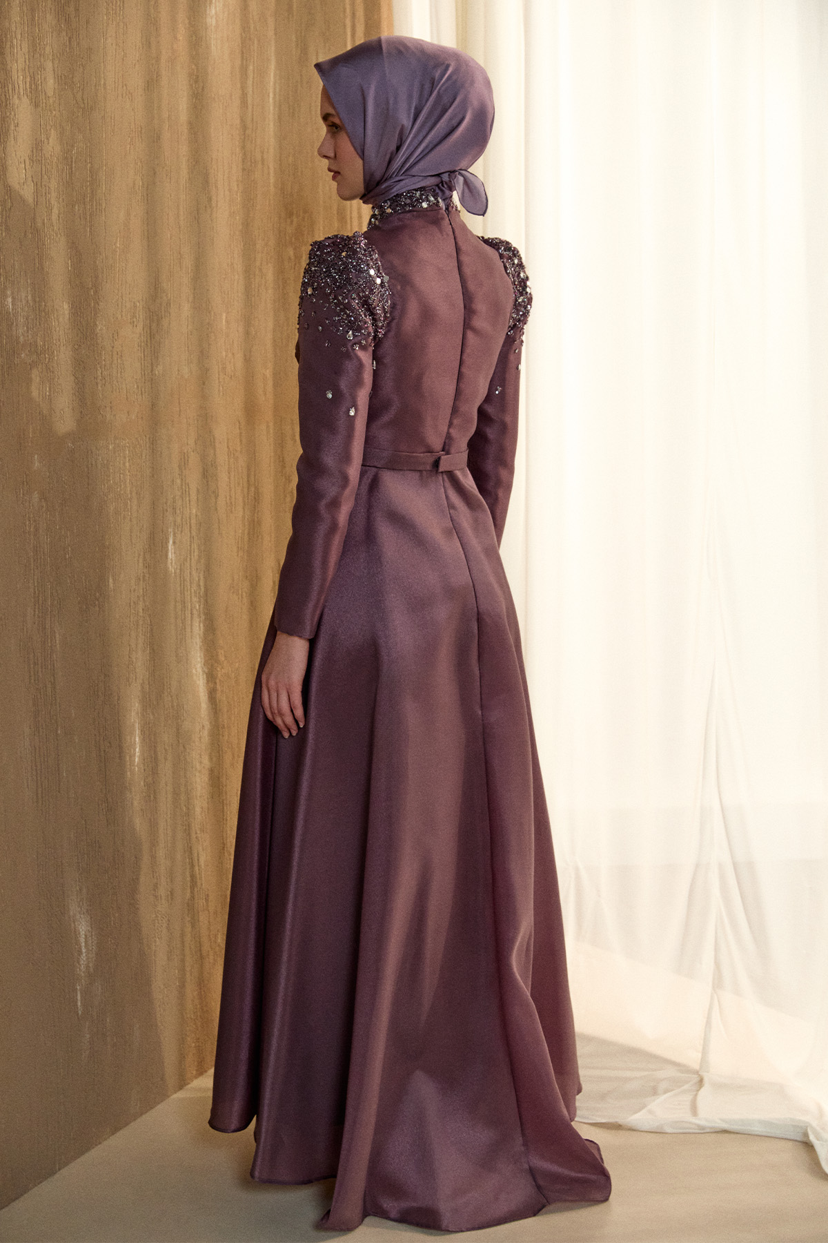 İşlemeli Tafta Abiye Elbise, Tesettür Giyim