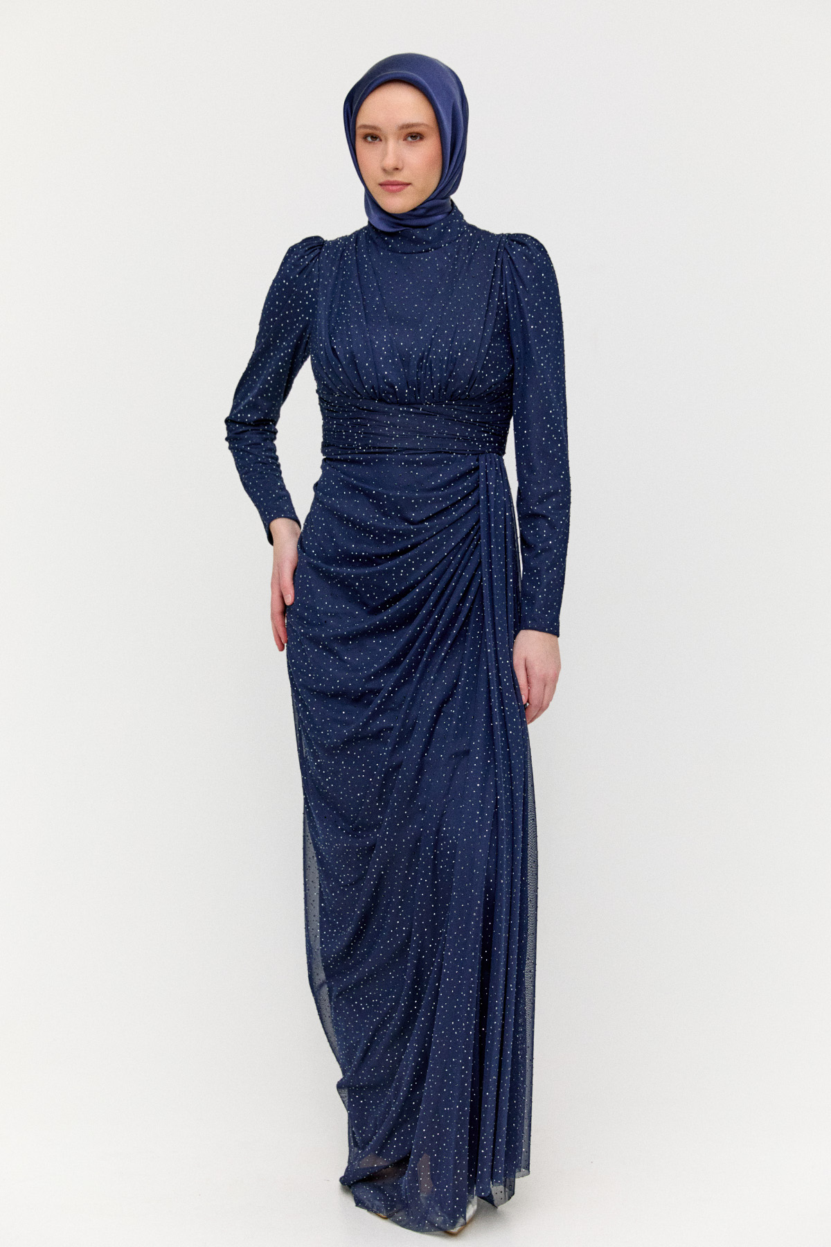 Taş Detaylı Korsajlı Abiye Elbise, Tesettür Giyim