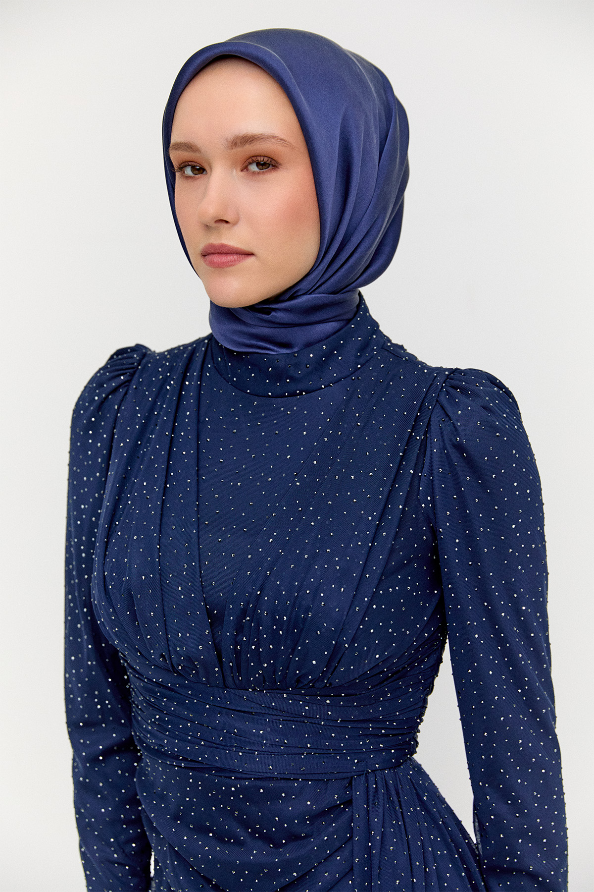 Taş Detaylı Korsajlı Abiye Elbise, Tesettür Giyim