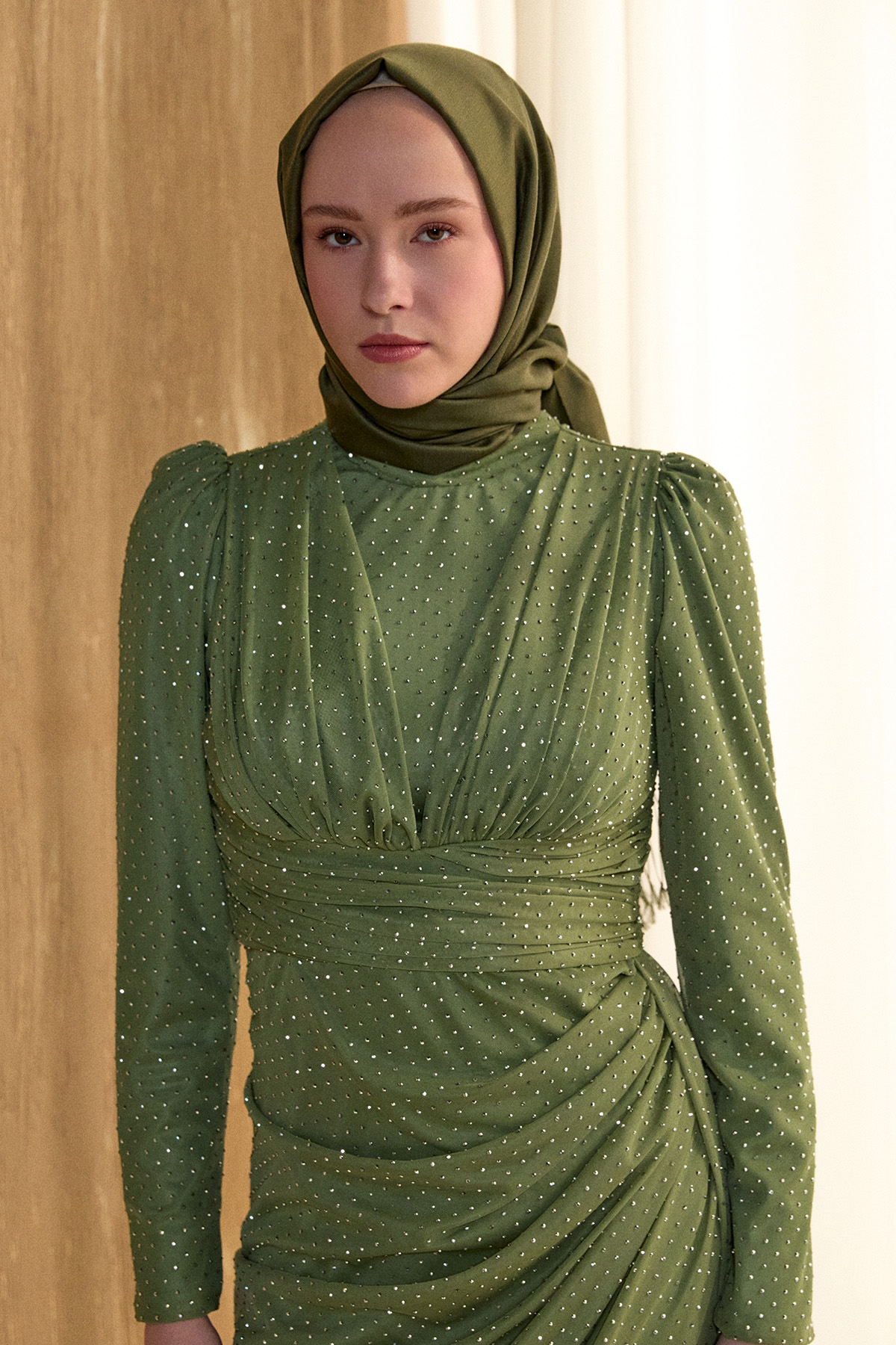 Taş Detaylı Korsajlı Abiye Elbise, Tesettür Giyim