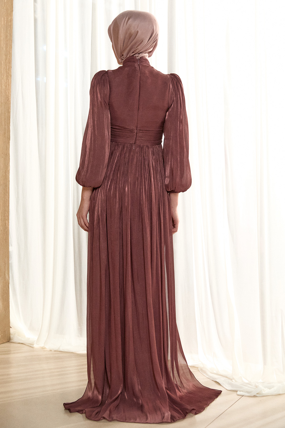 Taş Detaylı Şifon Abiye Elbise, Tesettür Giyim