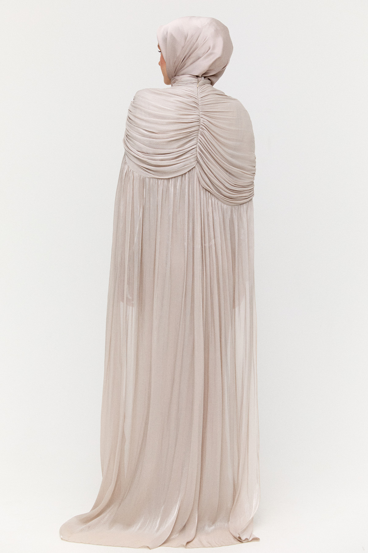 Pelerinli Jakarlı Abiye Elbise, Tesettür Giyim