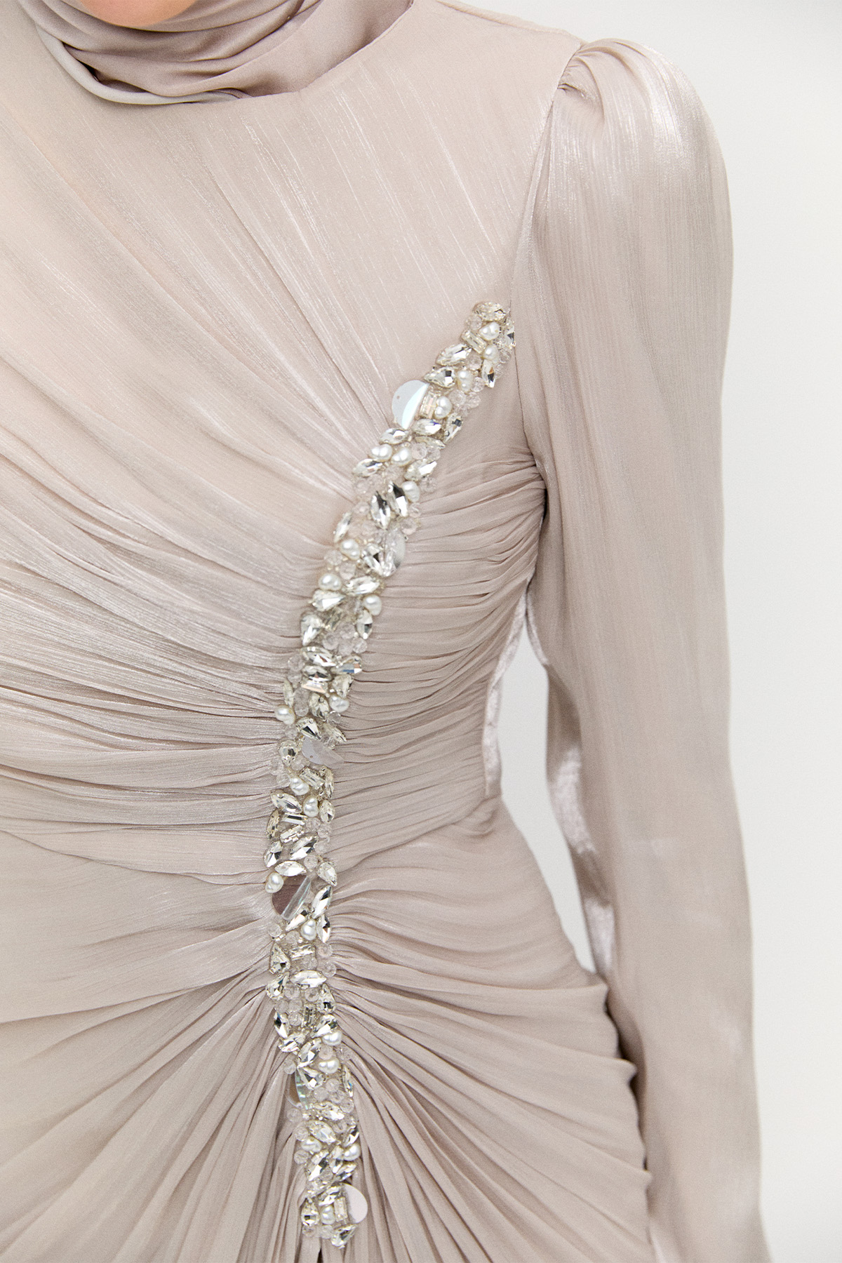 Pelerinli Jakarlı Abiye Elbise, Tesettür Giyim