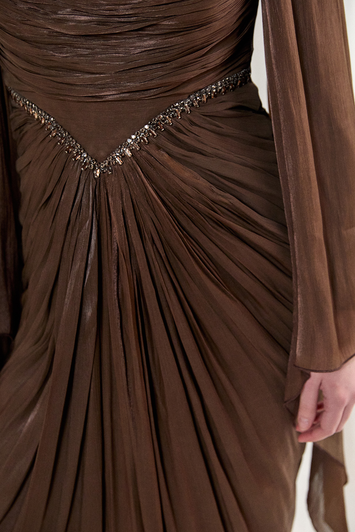 Büzgülü Jakarlı Abiye Elbise, Tesettür Giyim