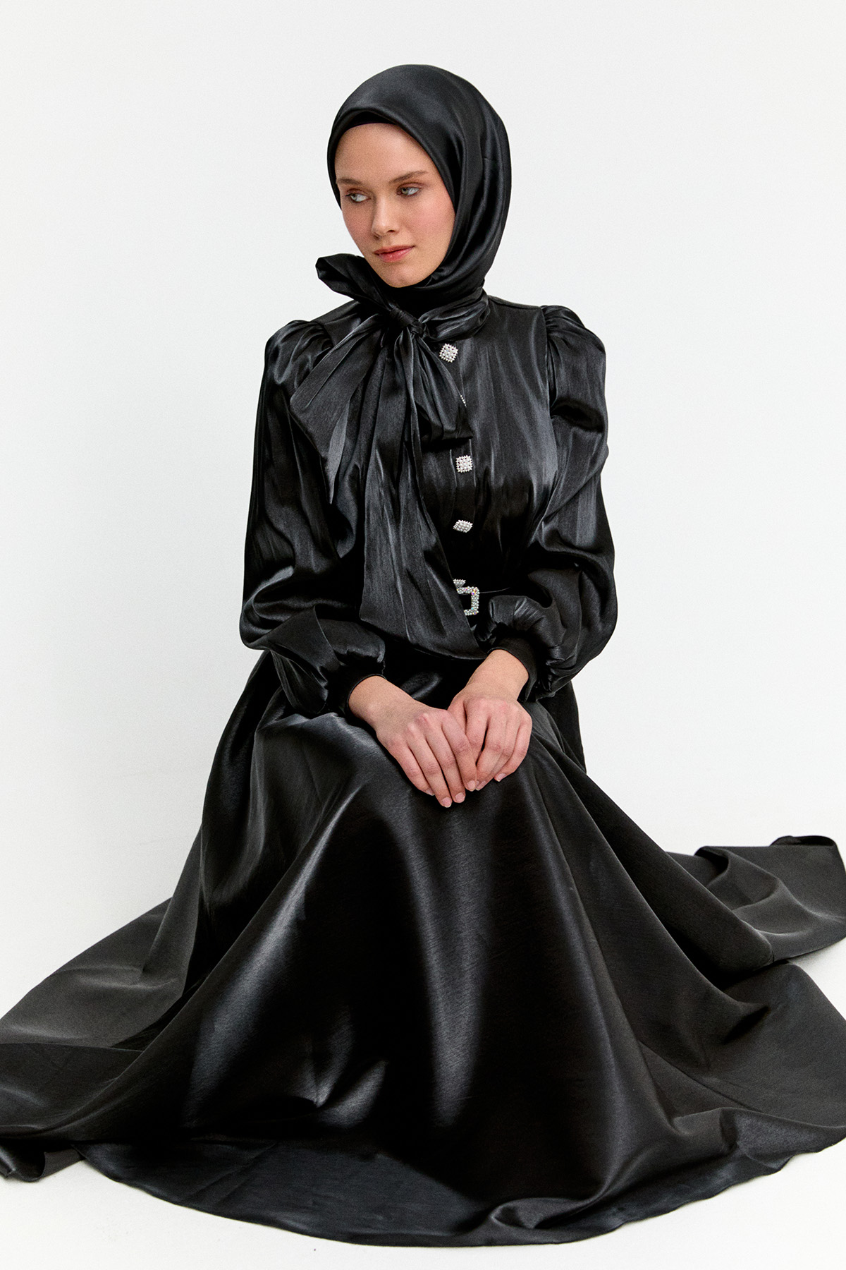 Jakarlı Şifon Abiye Elbise, Tesettür Giyim