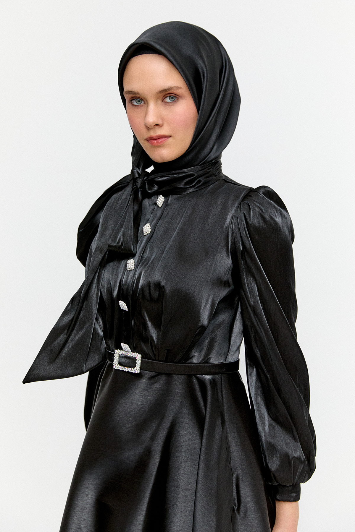 Jakarlı Şifon Abiye Elbise, Tesettür Giyim