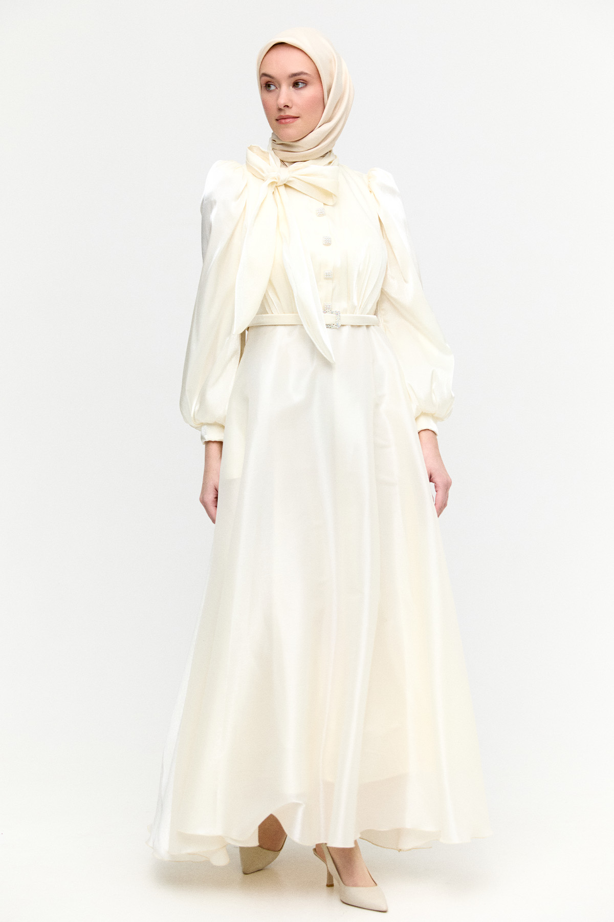 Jakarlı Şifon Abiye Elbise, Tesettür Giyim