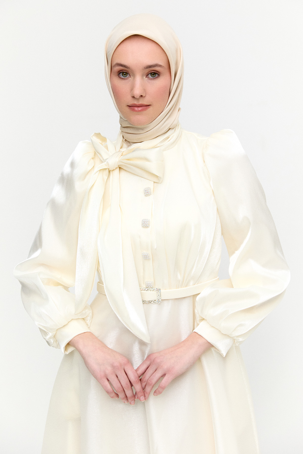 Jakarlı Şifon Abiye Elbise, Tesettür Giyim