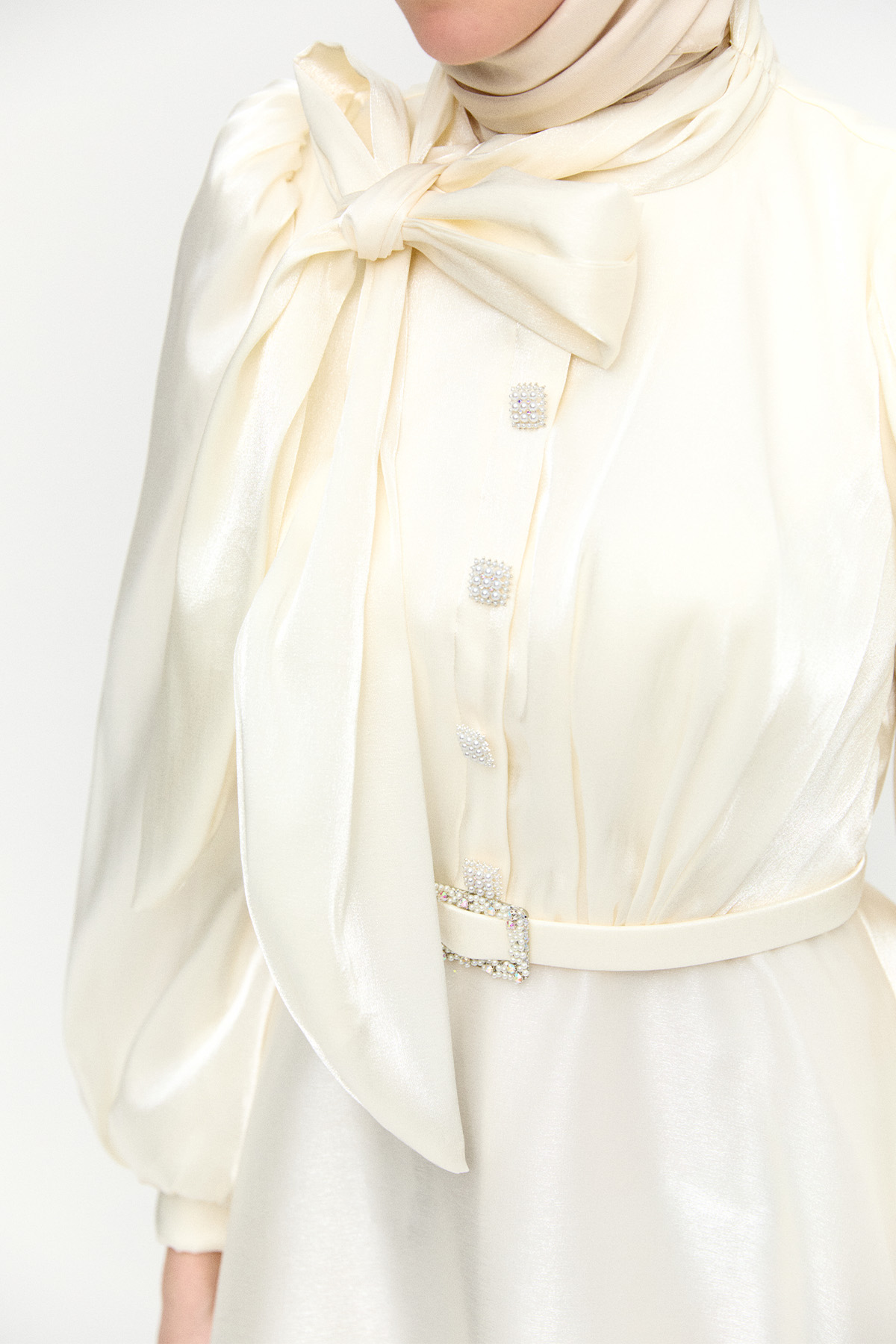 Jakarlı Şifon Abiye Elbise, Tesettür Giyim