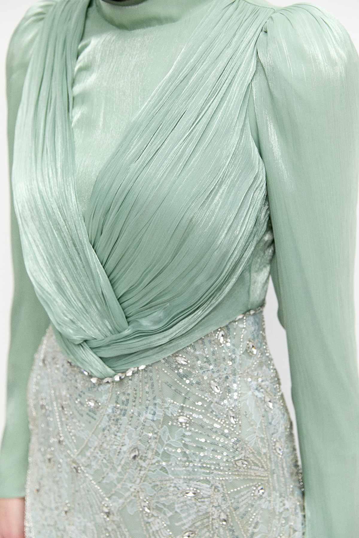 Pul Payet Detaylı Dantelli Abiye, Tesettür Giyim