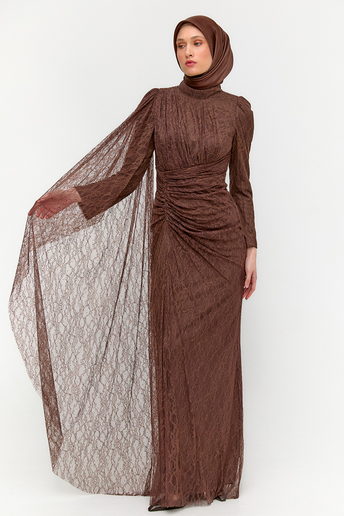 Taş Detaylı Dantelli Abiye, Tesettür Giyim