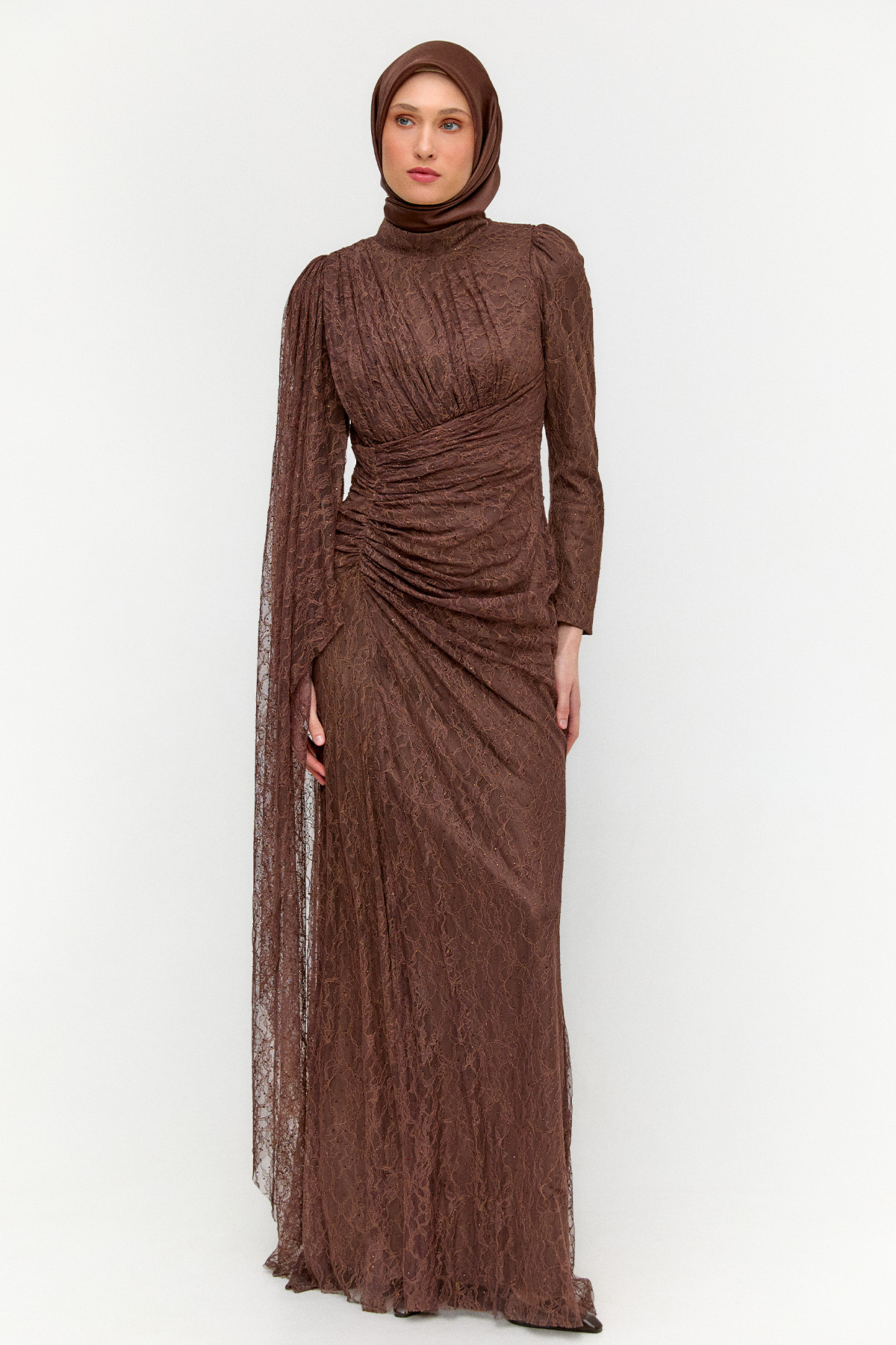 Taş Detaylı Dantelli Abiye, Tesettür Giyim