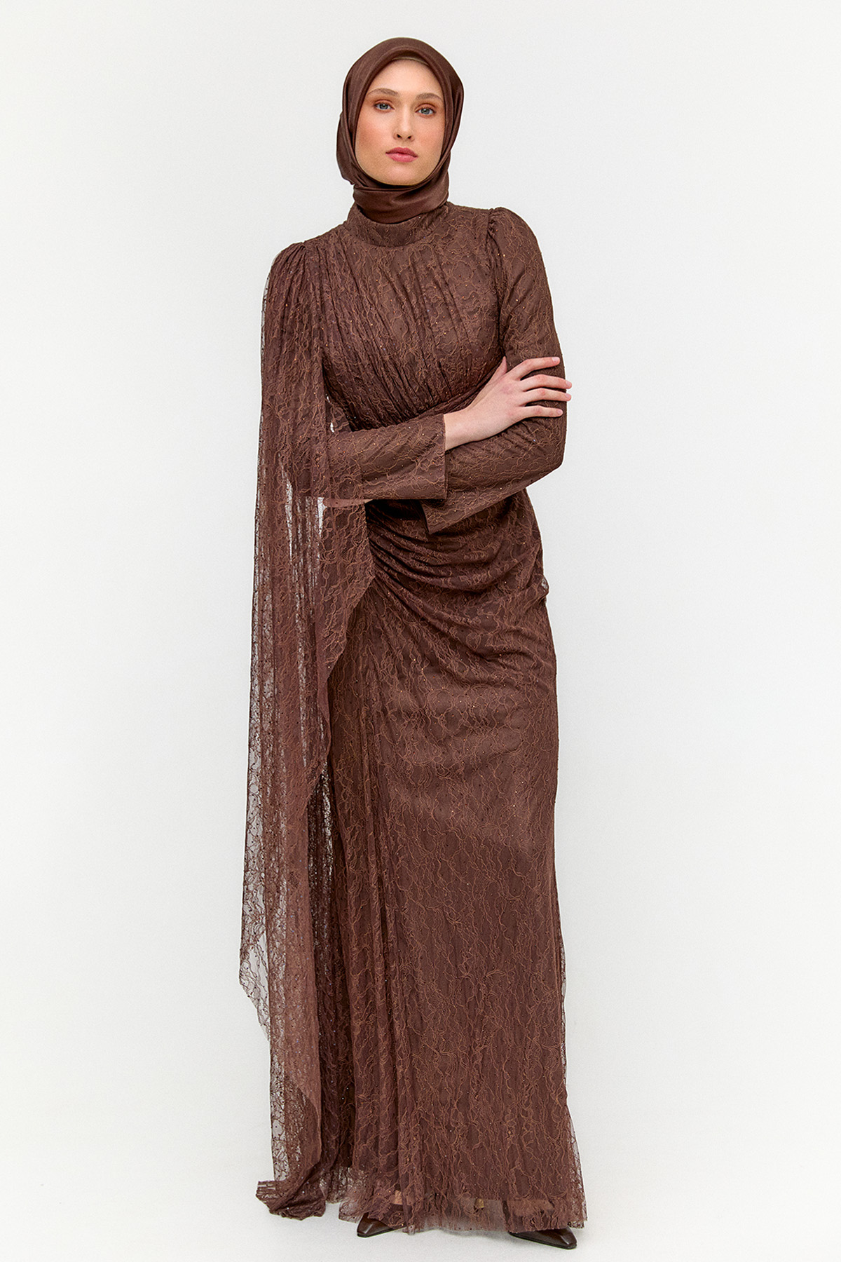 Taş Detaylı Dantelli Abiye, Tesettür Giyim