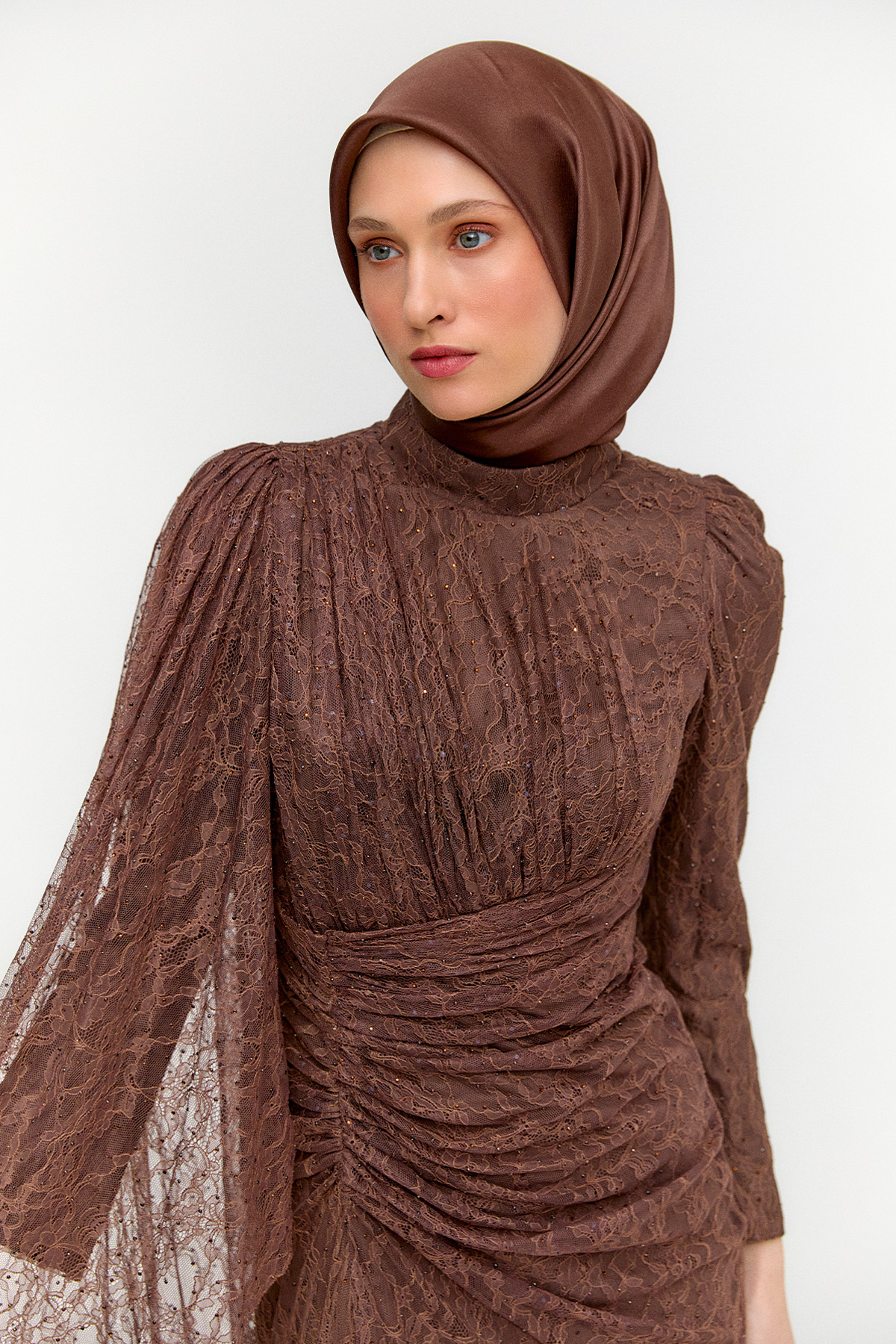 Taş Detaylı Dantelli Abiye, Tesettür Giyim