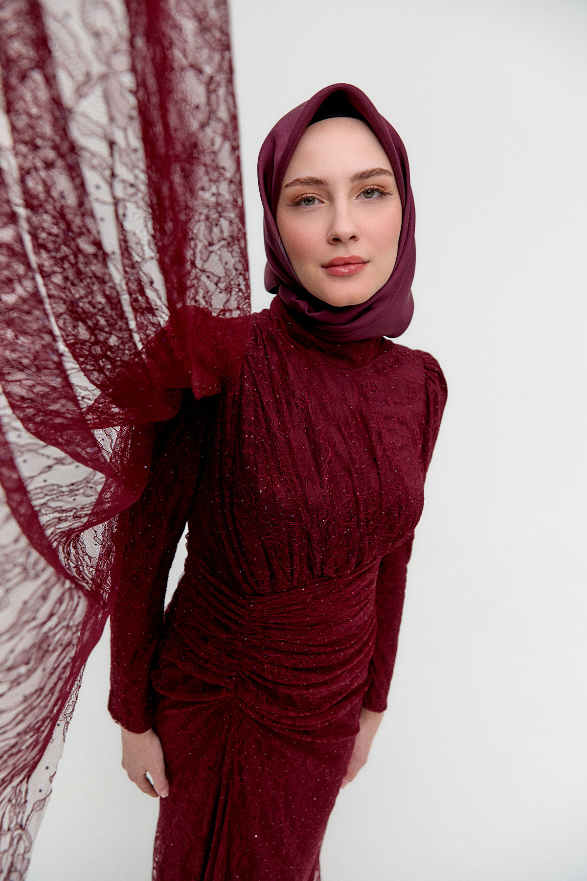 Taş Detaylı Dantelli Abiye, Tesettür Giyim