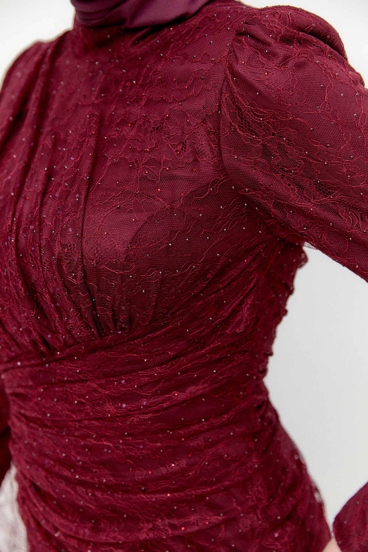 Taş Detaylı Dantelli Abiye, Tesettür Giyim