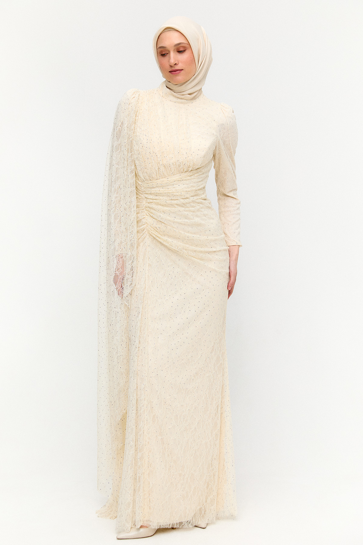 Taş Detaylı Dantelli Abiye, Tesettür Giyim